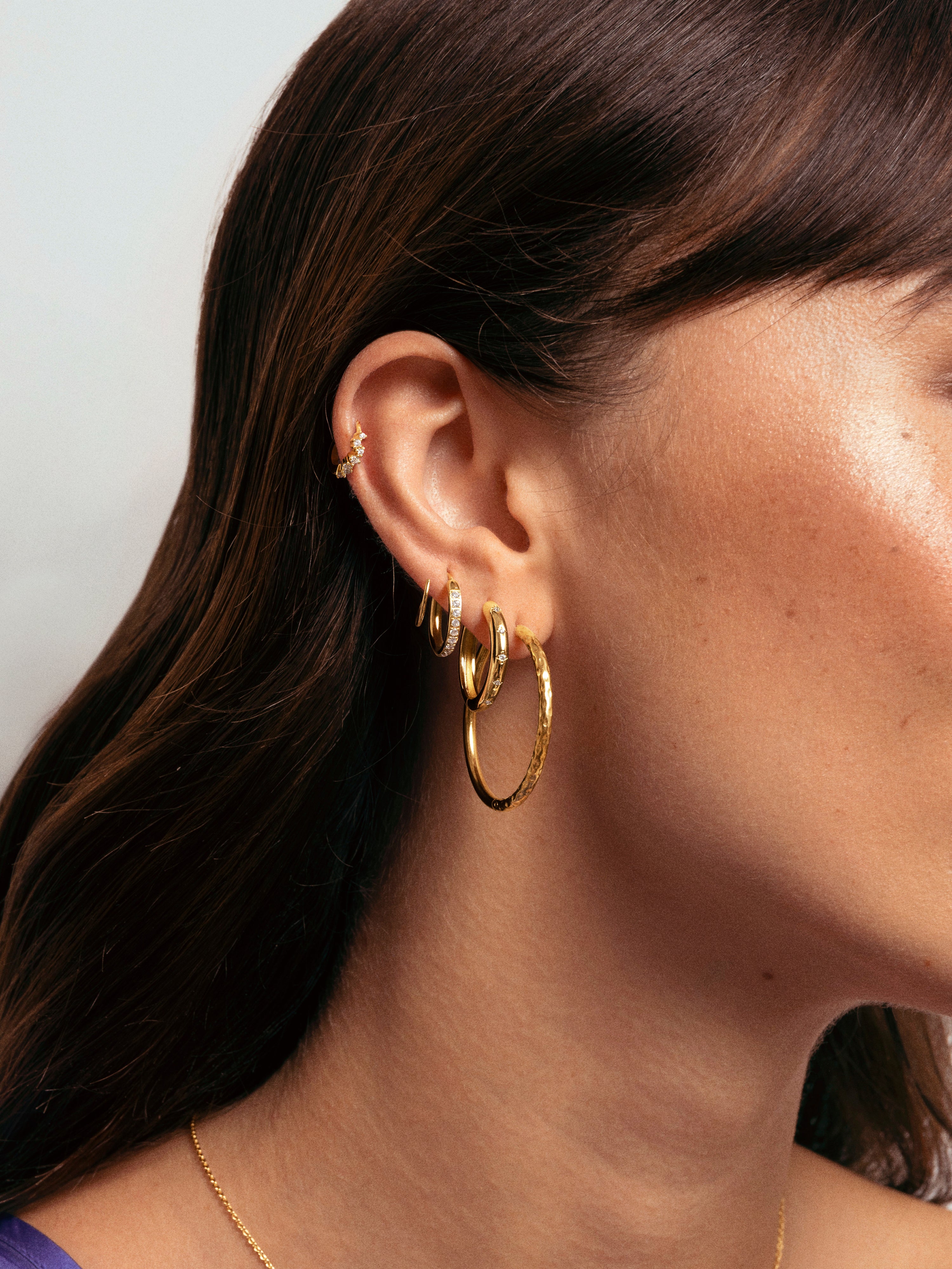 River L Hoop Stainless Steel Gold Earrings