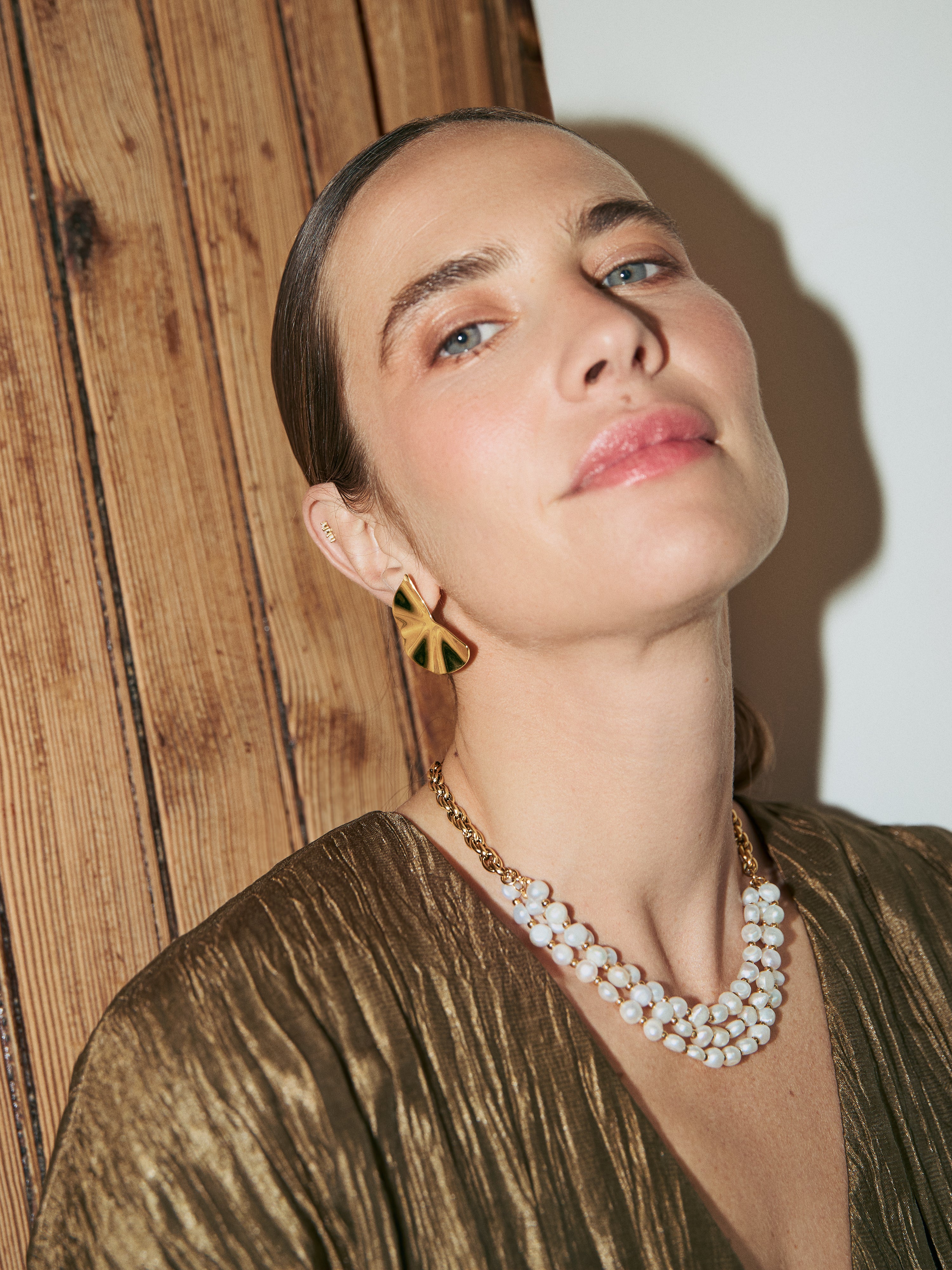 Amara Stainless Steel Gold Earrings