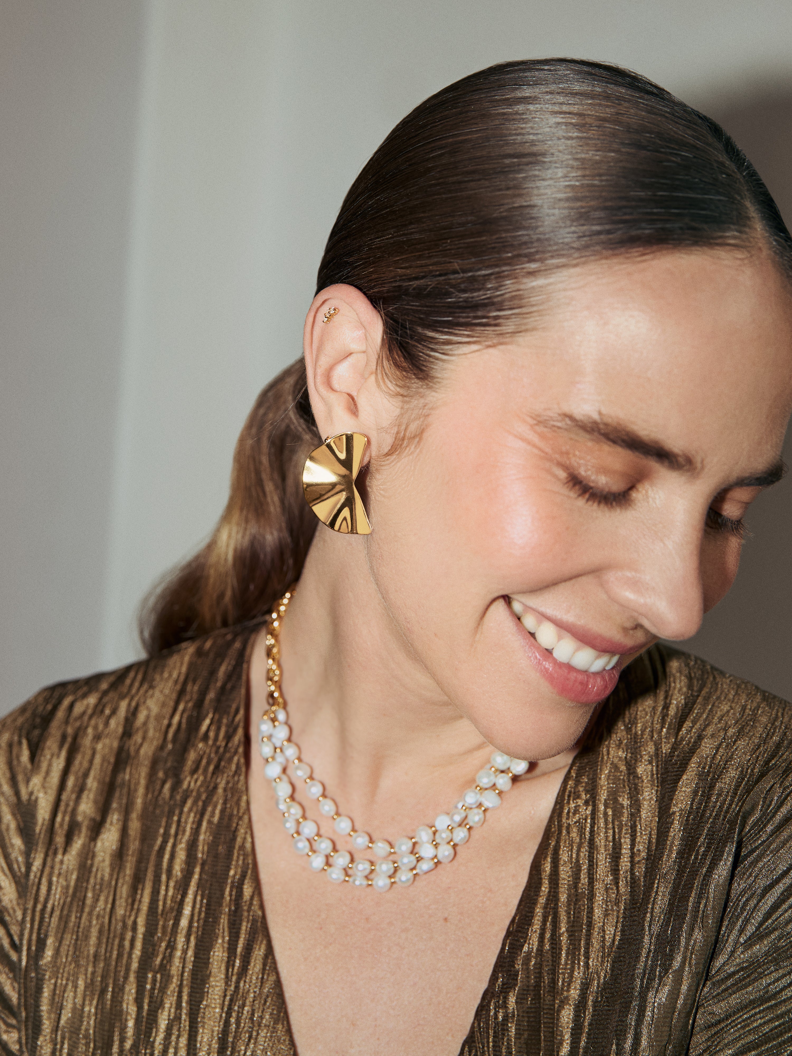 Amara Stainless Steel Gold Earrings