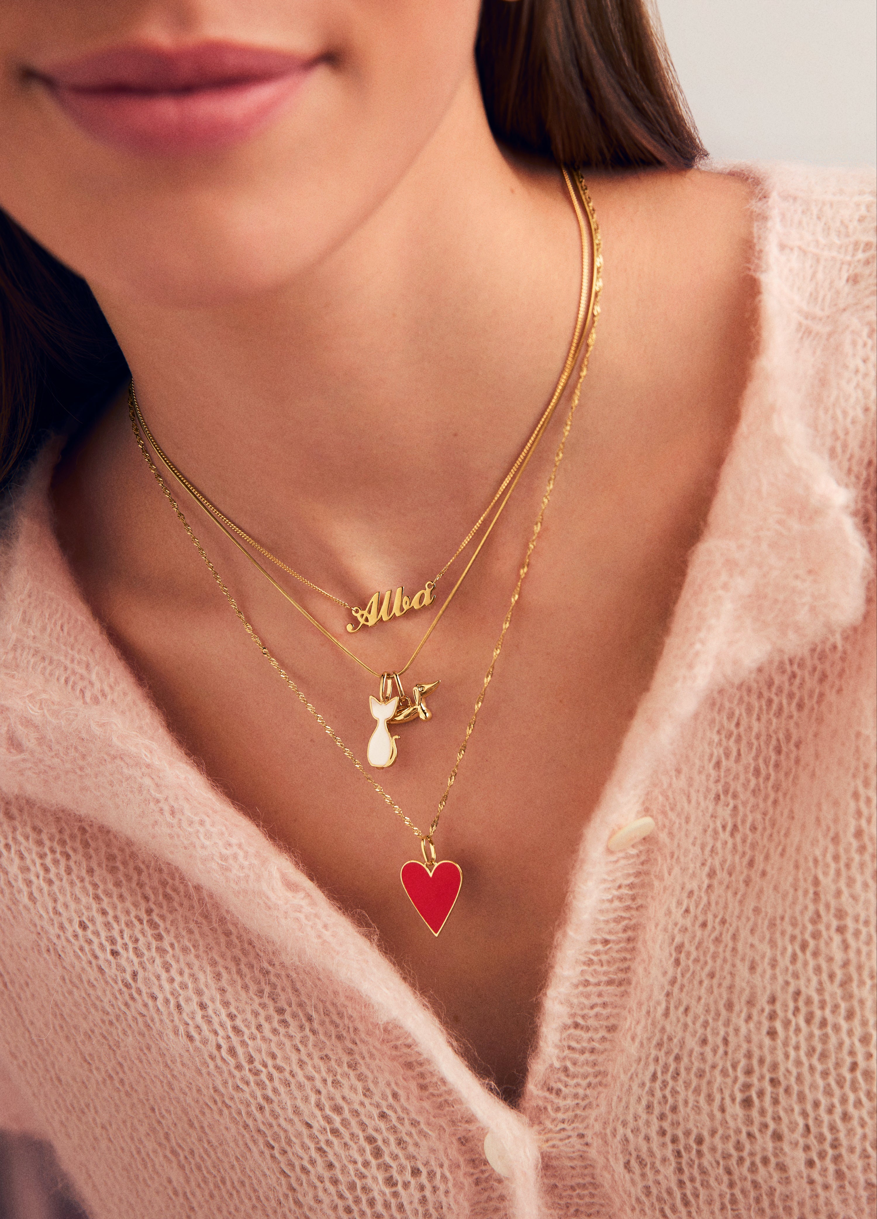 Lovely Red Heart Enamel Gold Charm