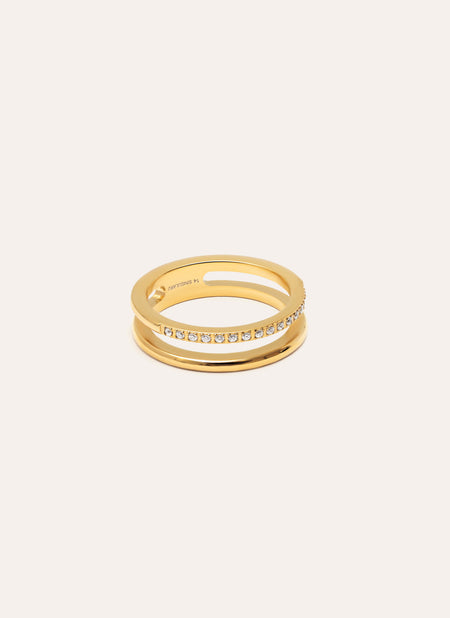 Anillo Bibiana Acero Baño Oro