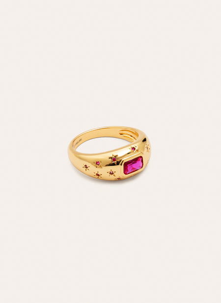 Anillo Charlotte Fucsia Baño Oro