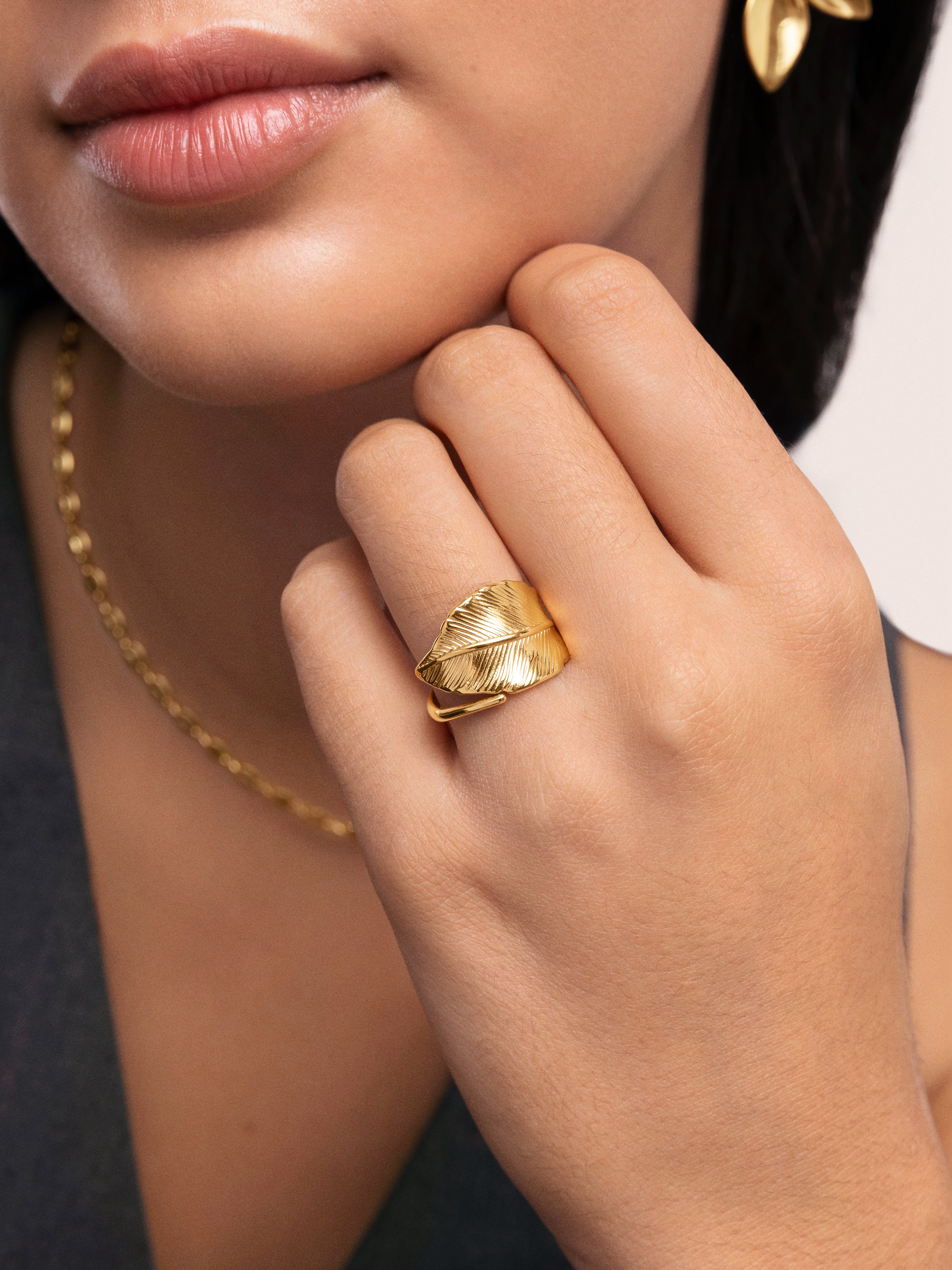 Leaf Stainless Steel Gold Ring