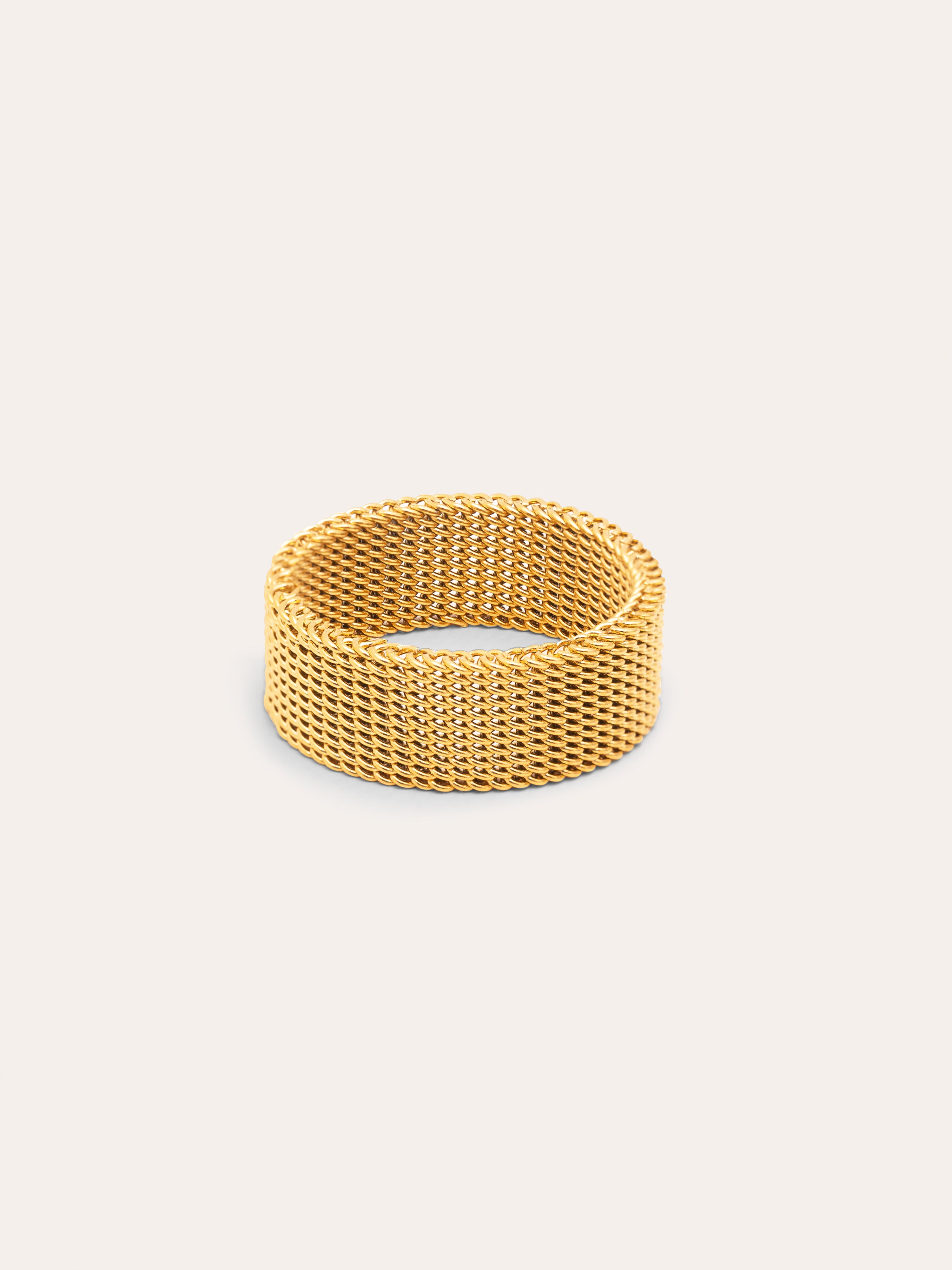 Mesh Stainless Steel Gold Ring