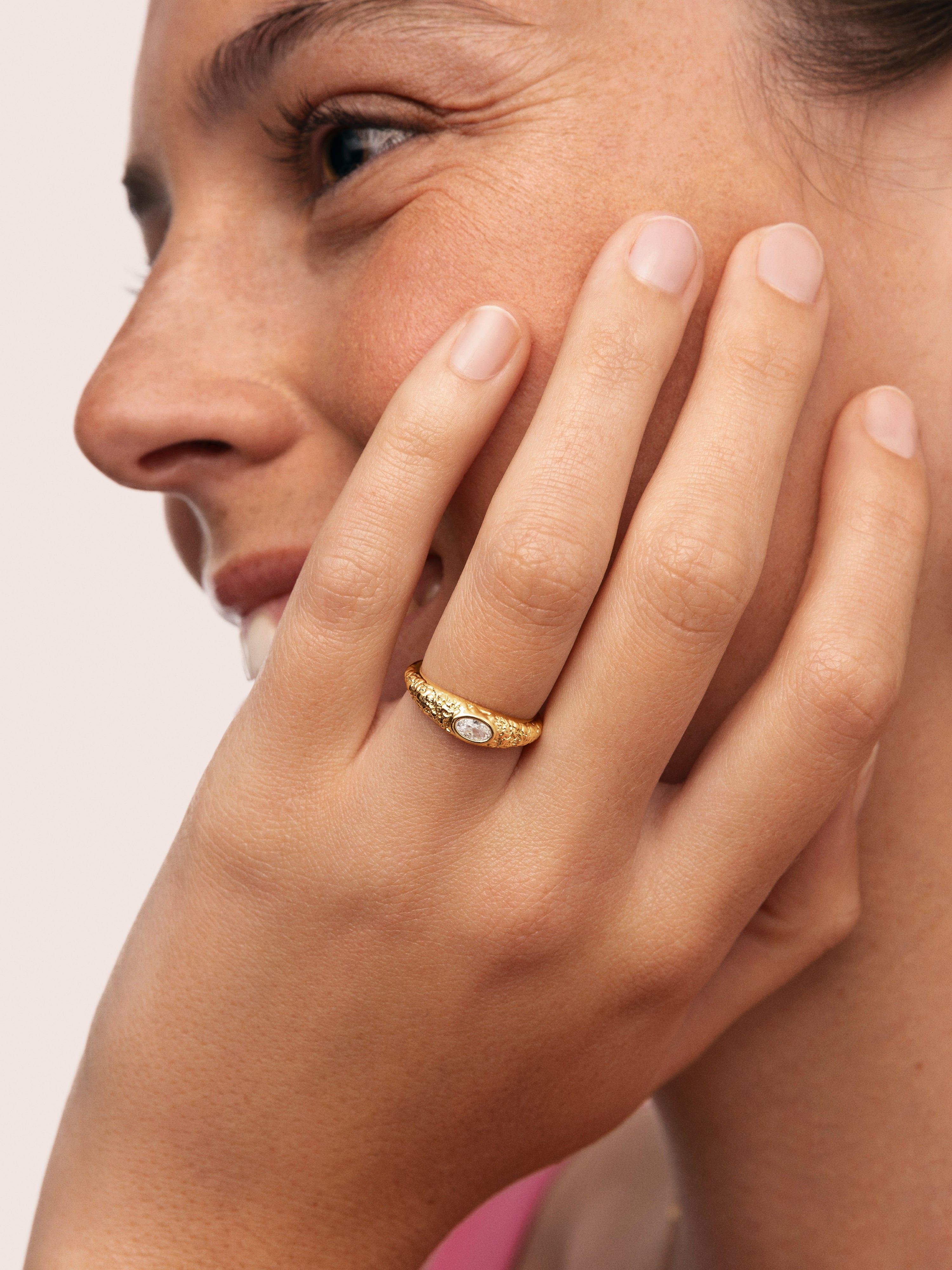 Organic River Stainless Steel Gold Ring