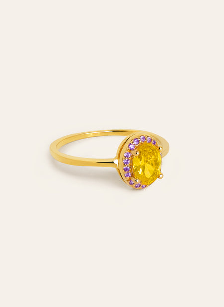 Anillo Pineapple Colors Plata Baño Oro