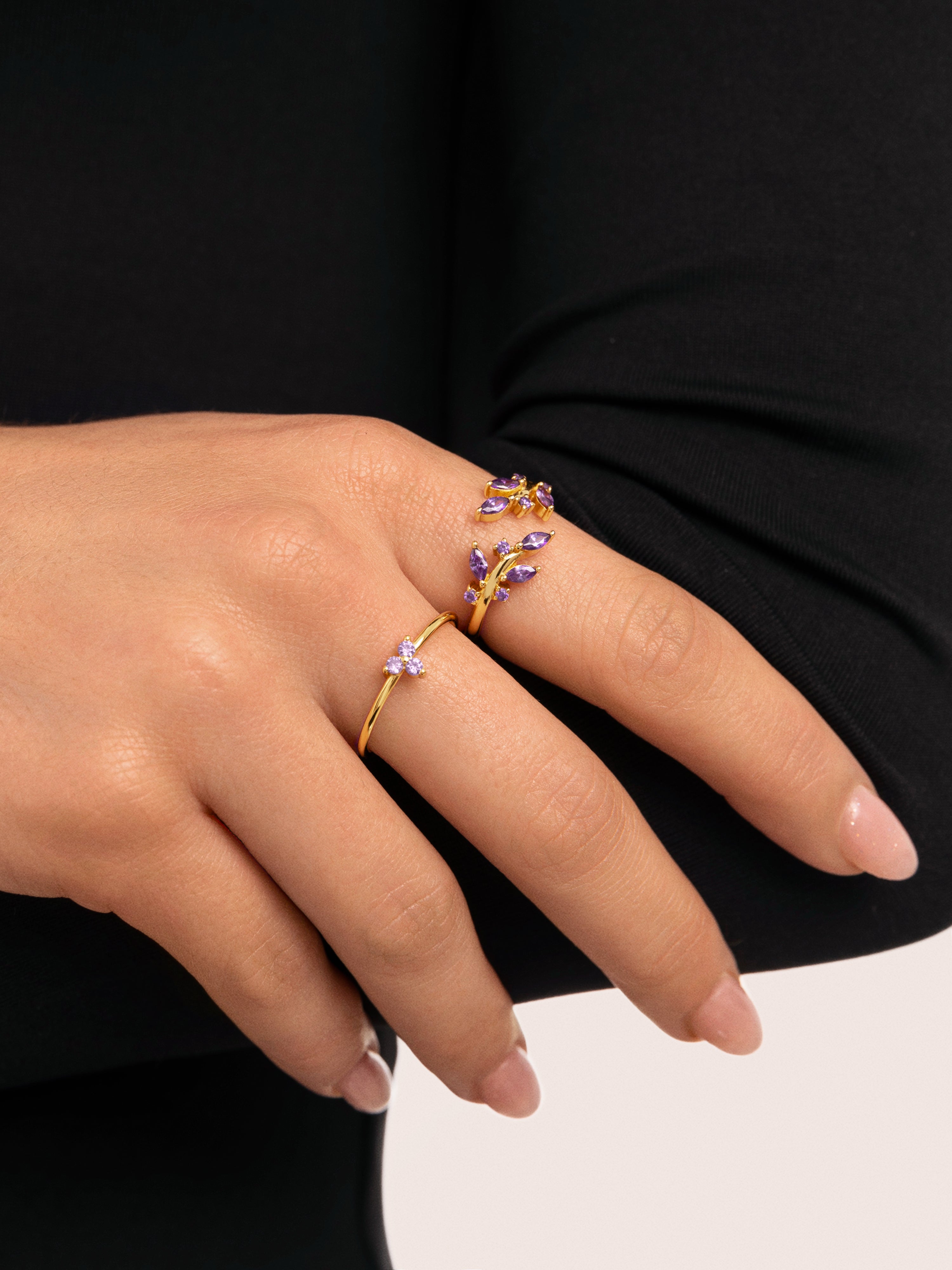 Clover Lavender Gold Ring