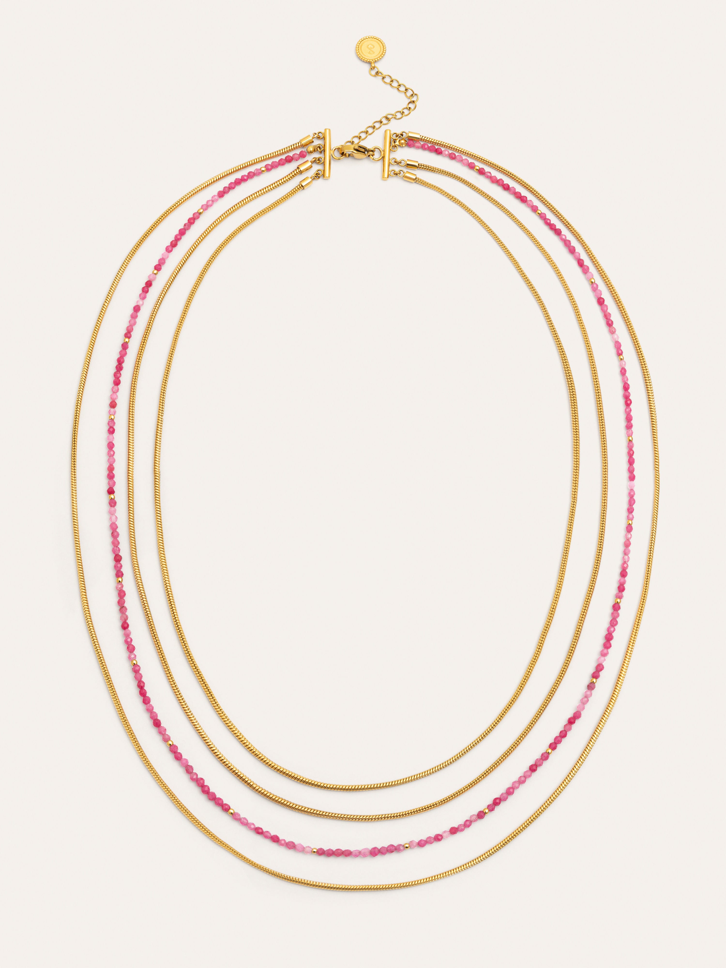 Collar Cleopatra Pink Acero Baño Oro