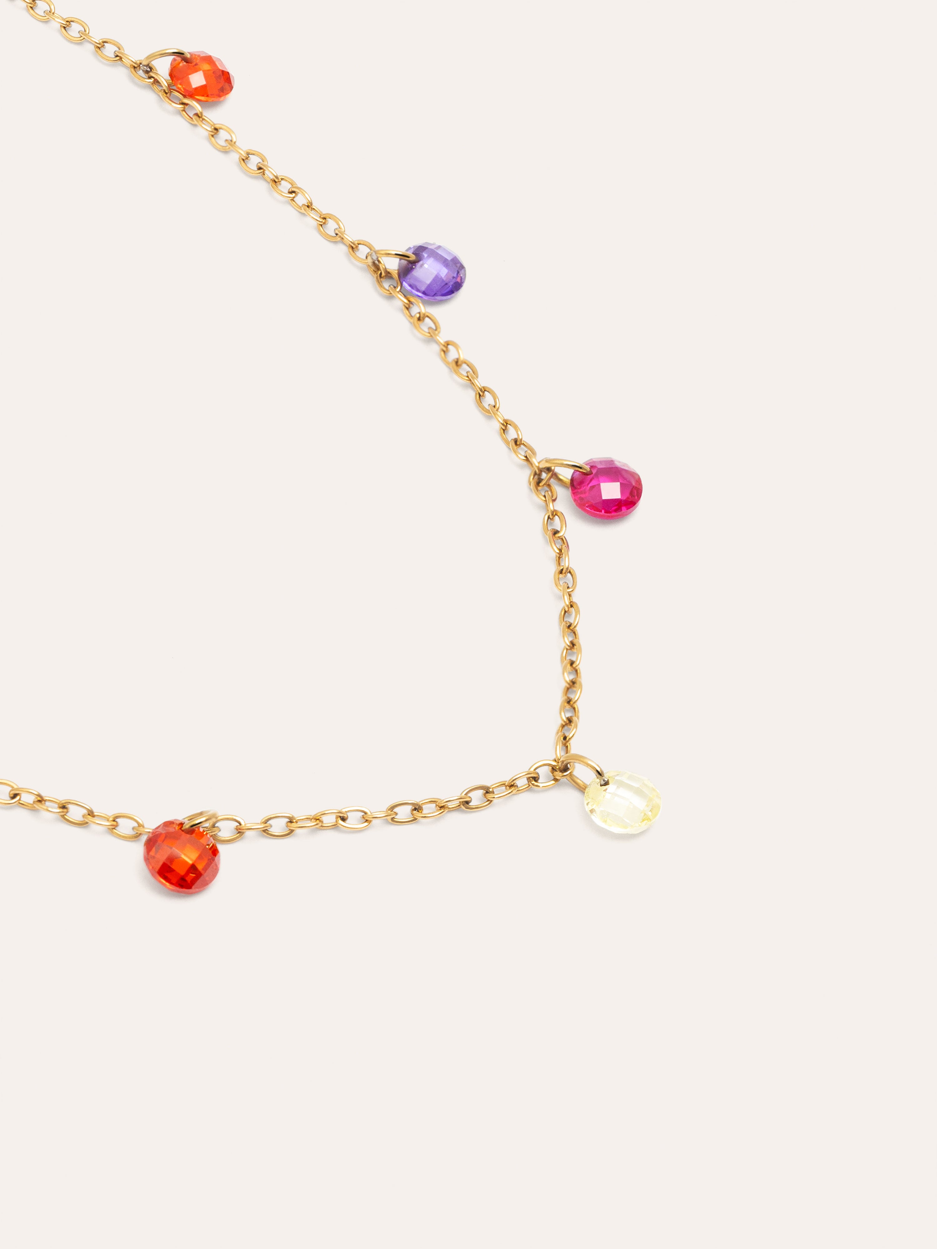 Color Bits Stainless Steel Gold Necklace