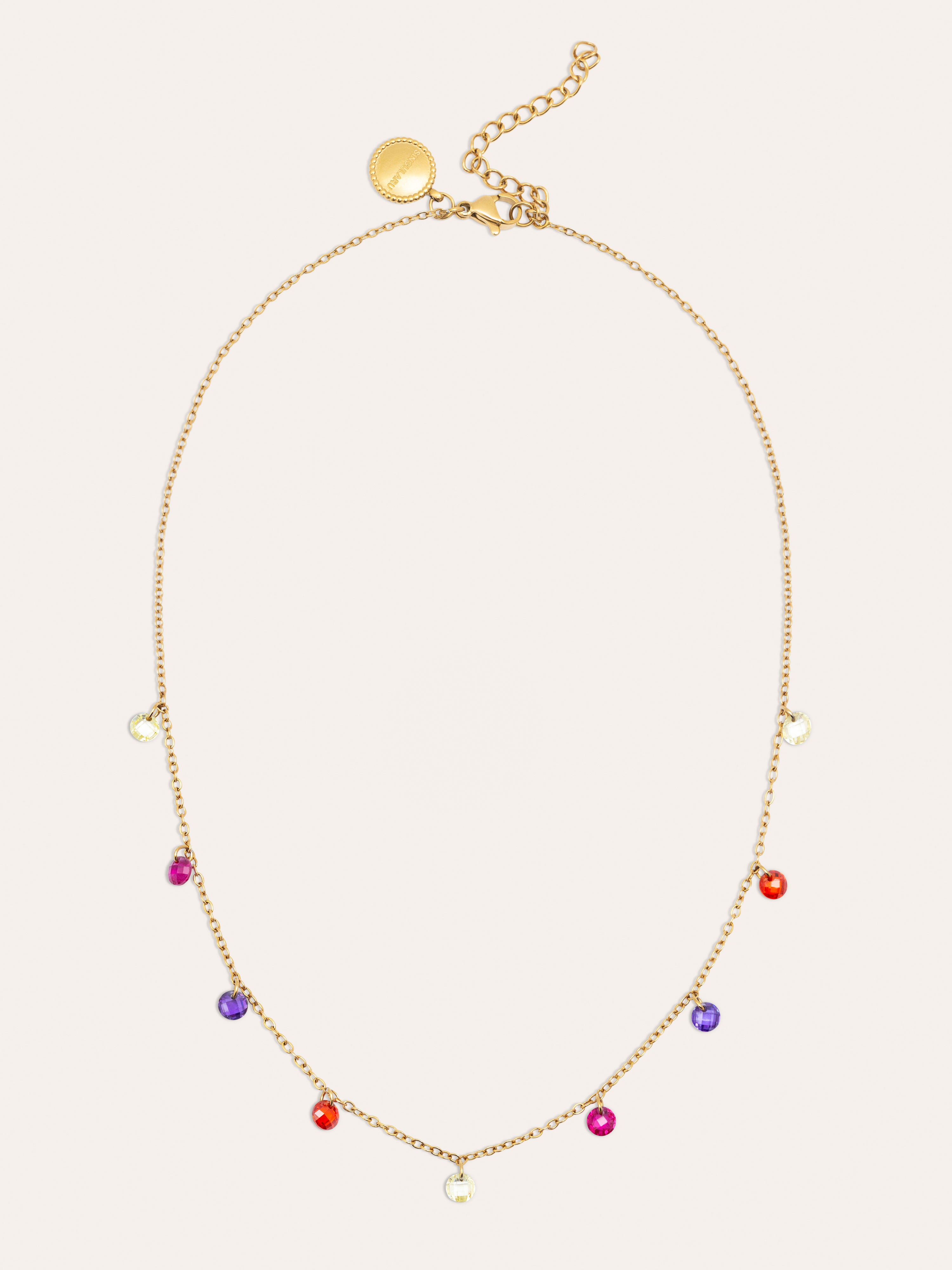 Color Bits Stainless Steel Gold Necklace