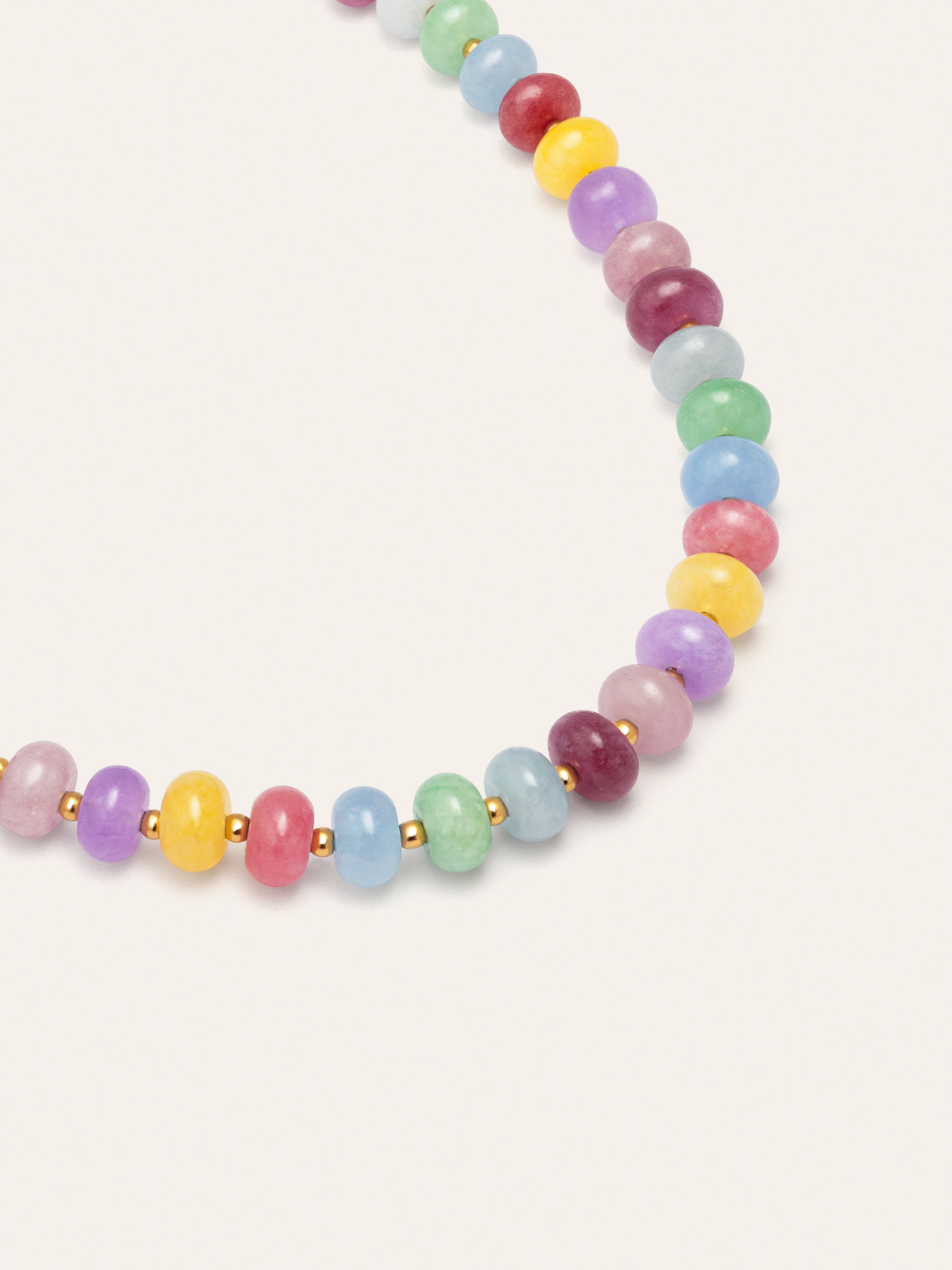 Color Stones Stainless Steel Gold Necklace