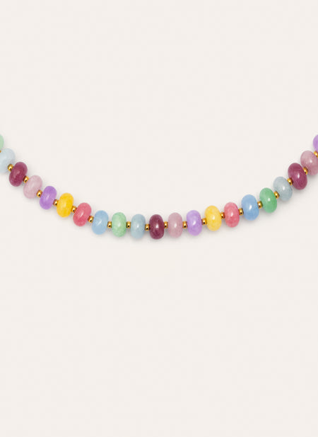 Collar Color Stones Acero Baño Oro