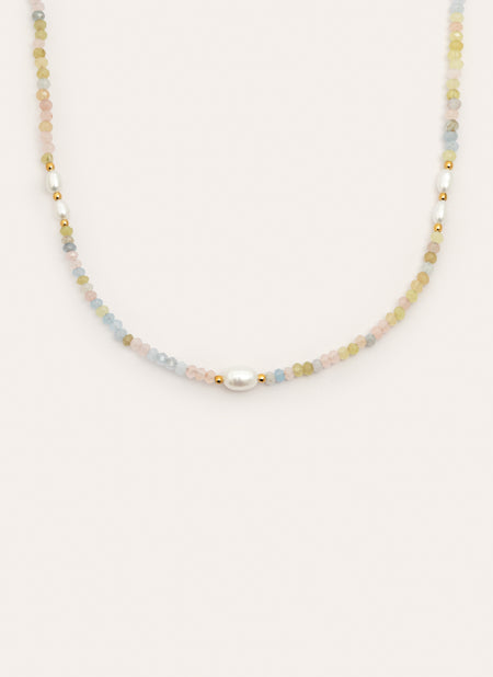 Collar Daphne Pearls Acero Baño Oro