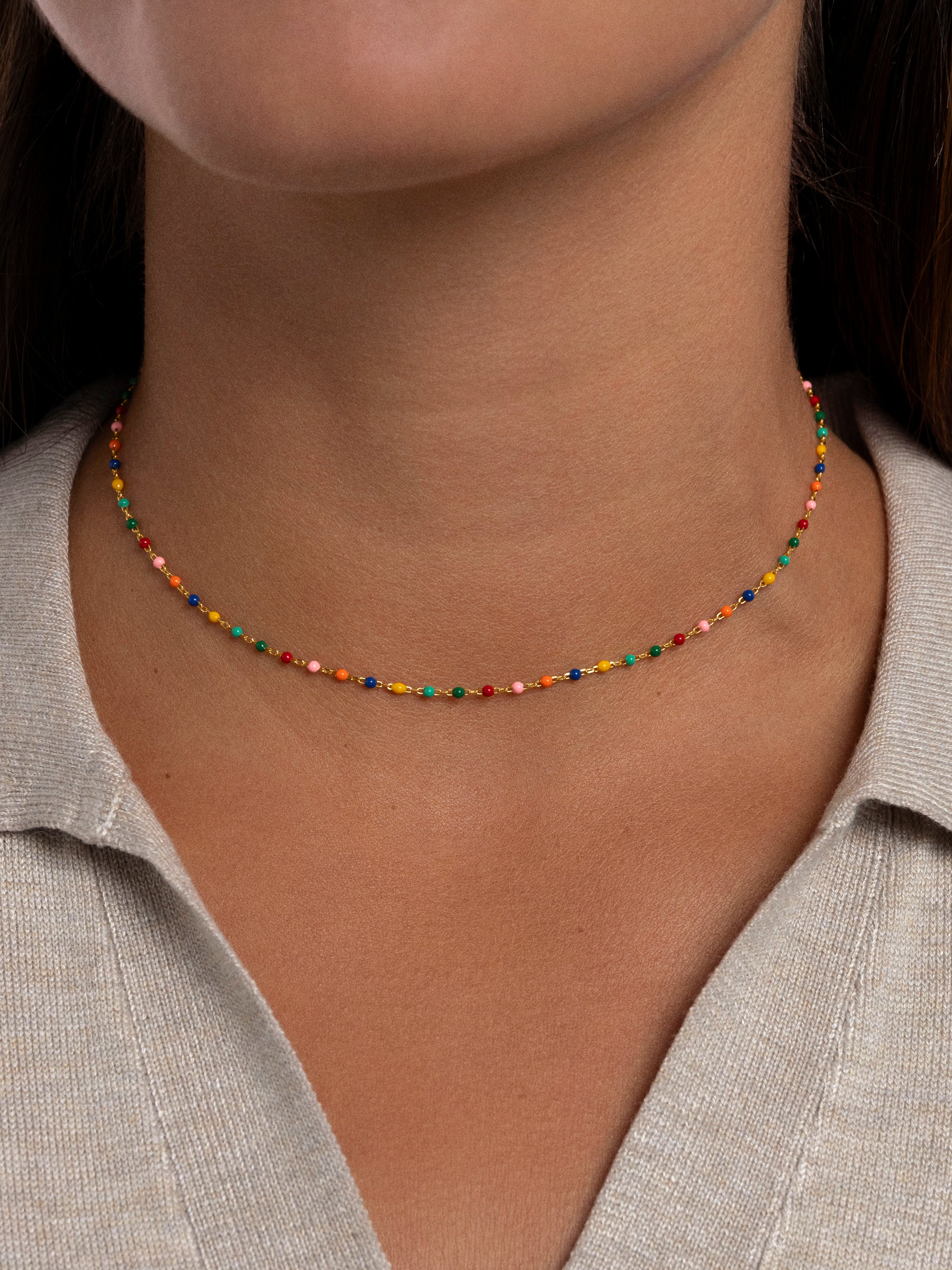 Dots Colors Enamel Gold Necklace