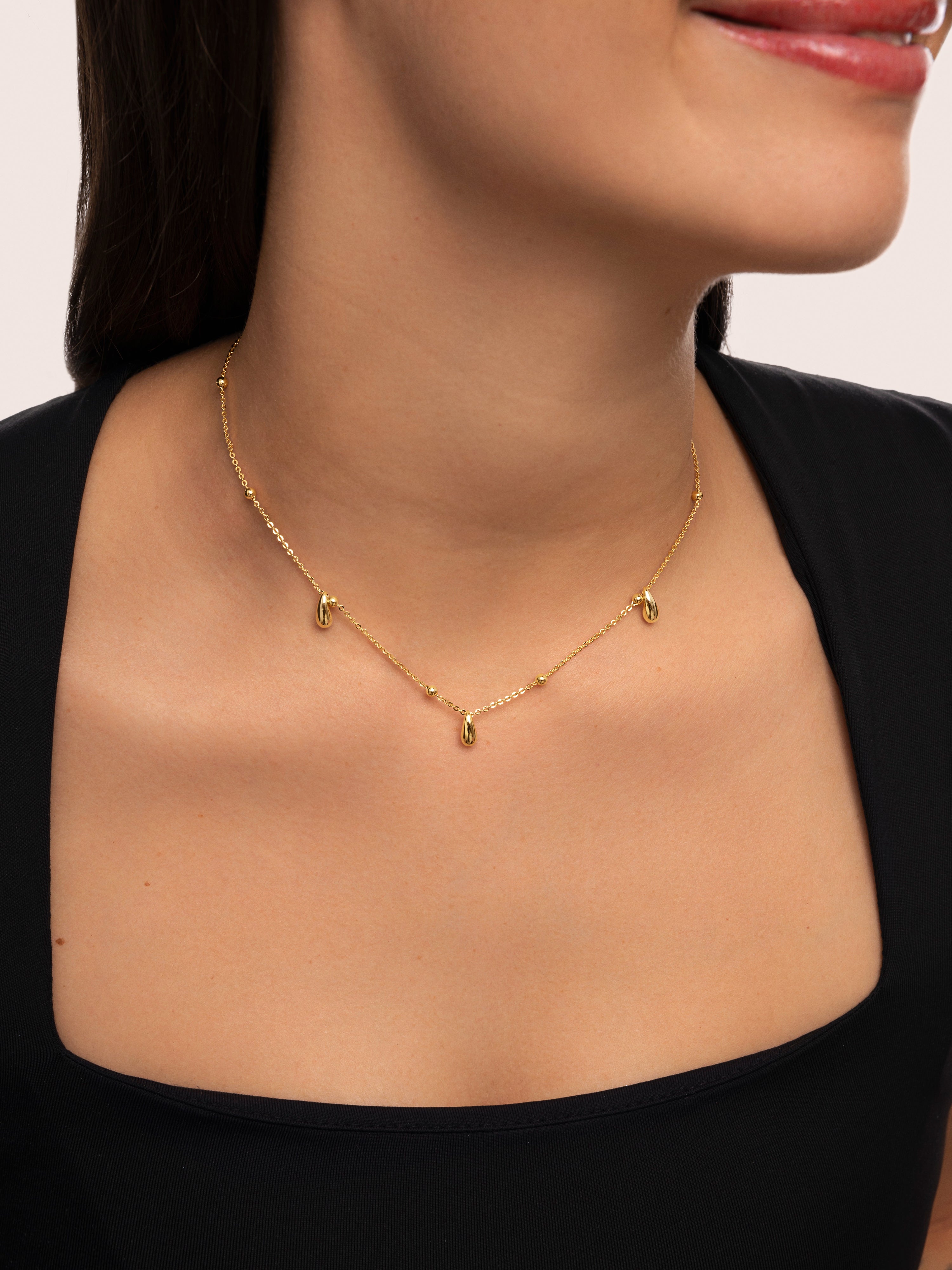 Drops and Dots Gold Necklace