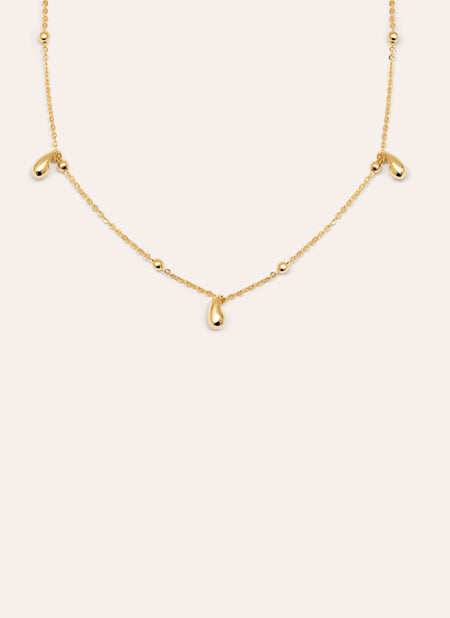 Drops and Dots Gold Necklace