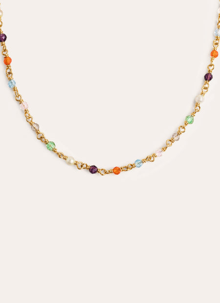 Mini Crystals Colors Gold Necklace
