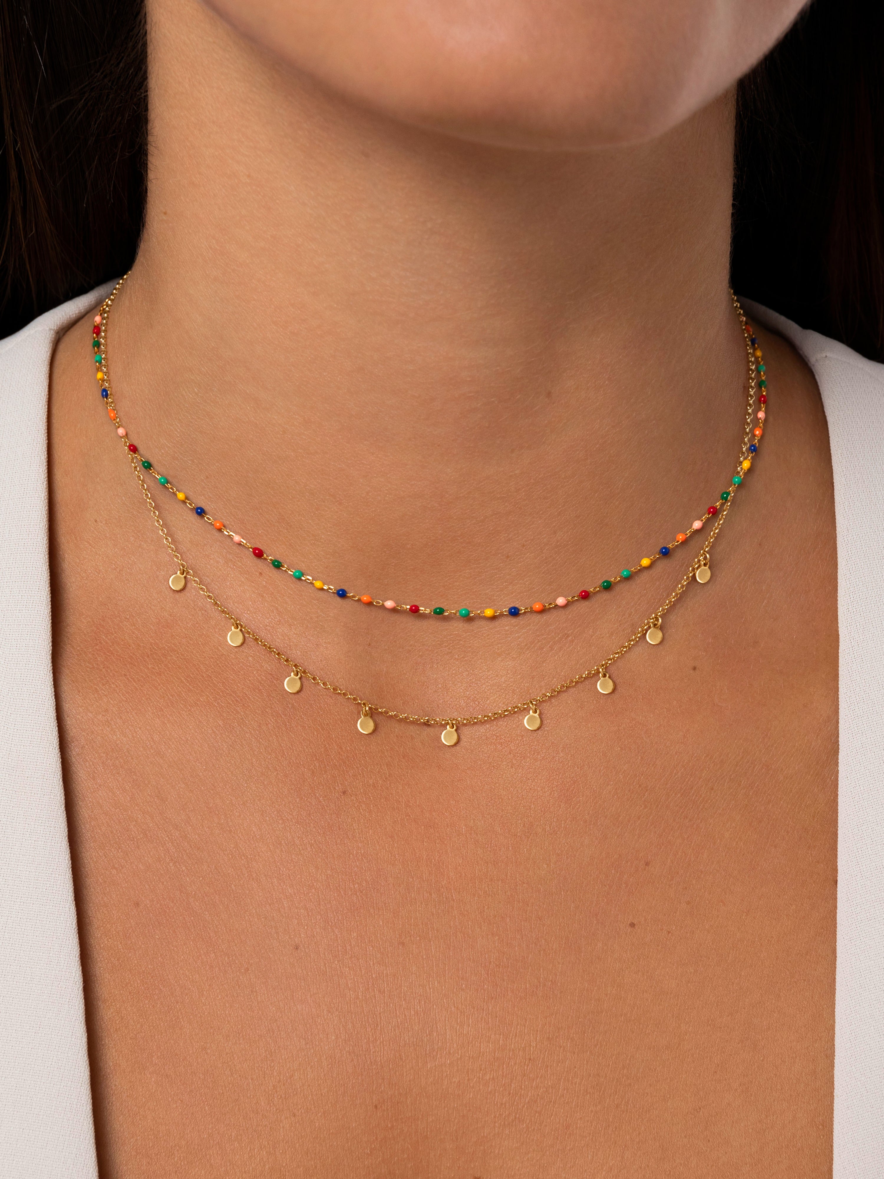 Dots Colors Enamel Gold Necklace