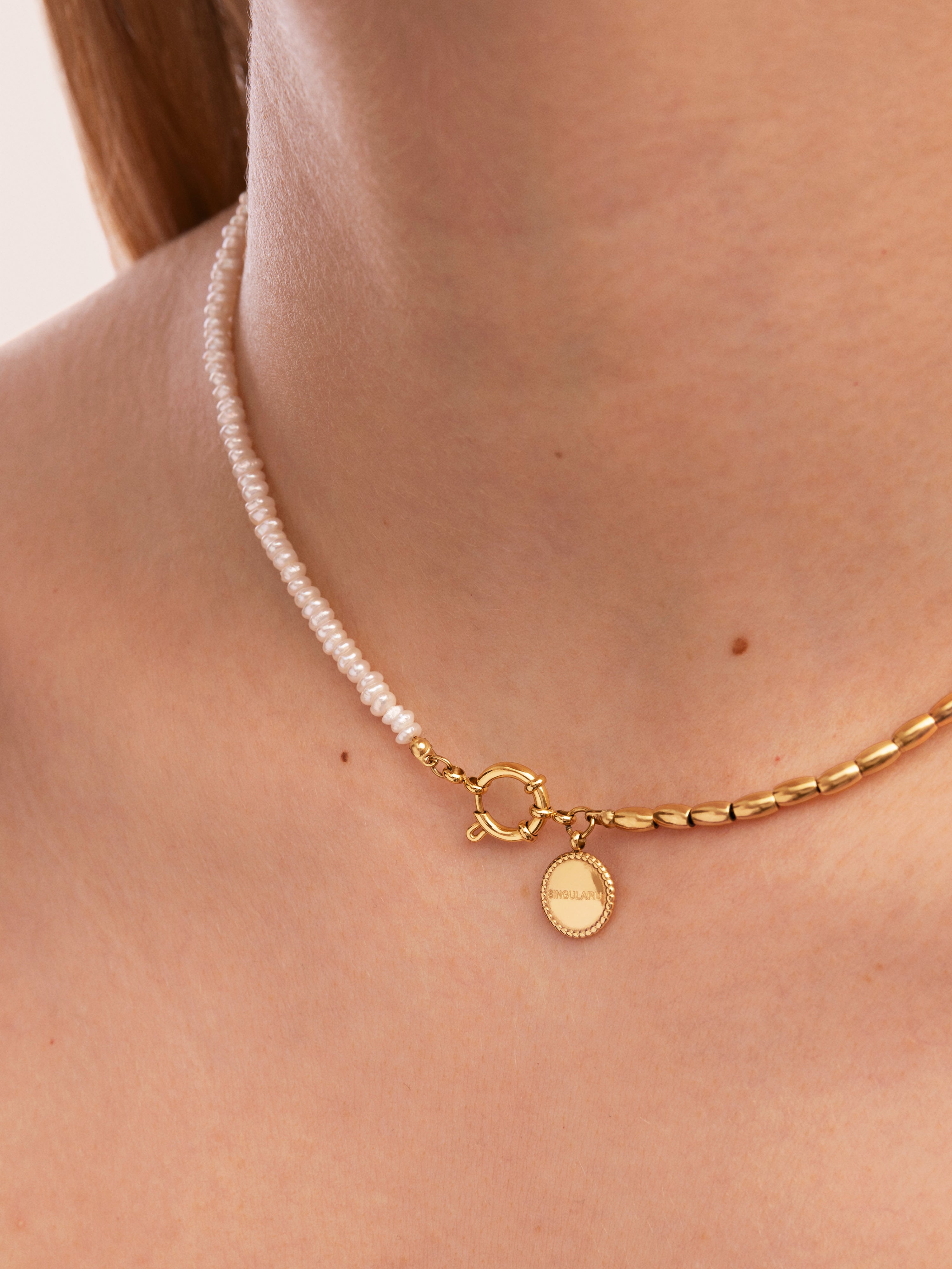 New Pearl Stainless Steel Gold Necklace