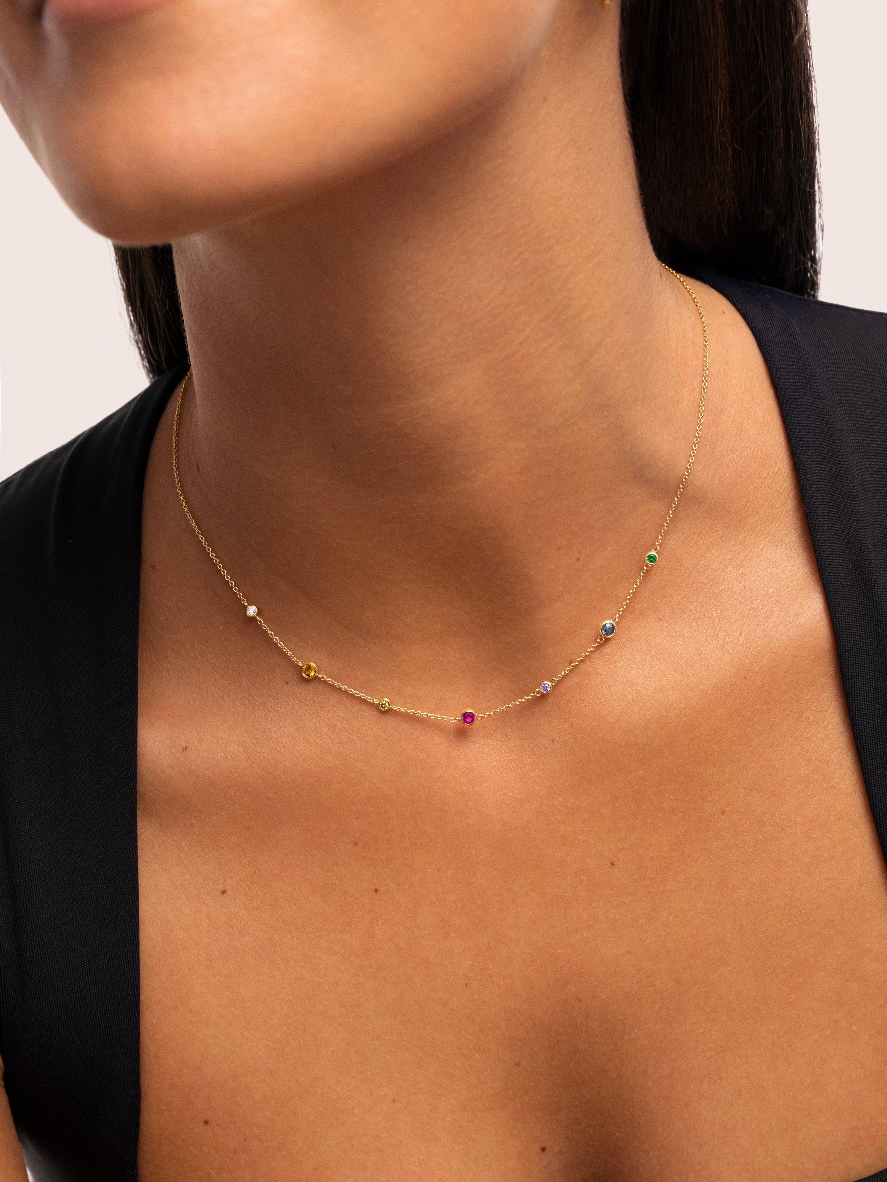 Orbit Multicolor Stainless Steel Gold Necklace