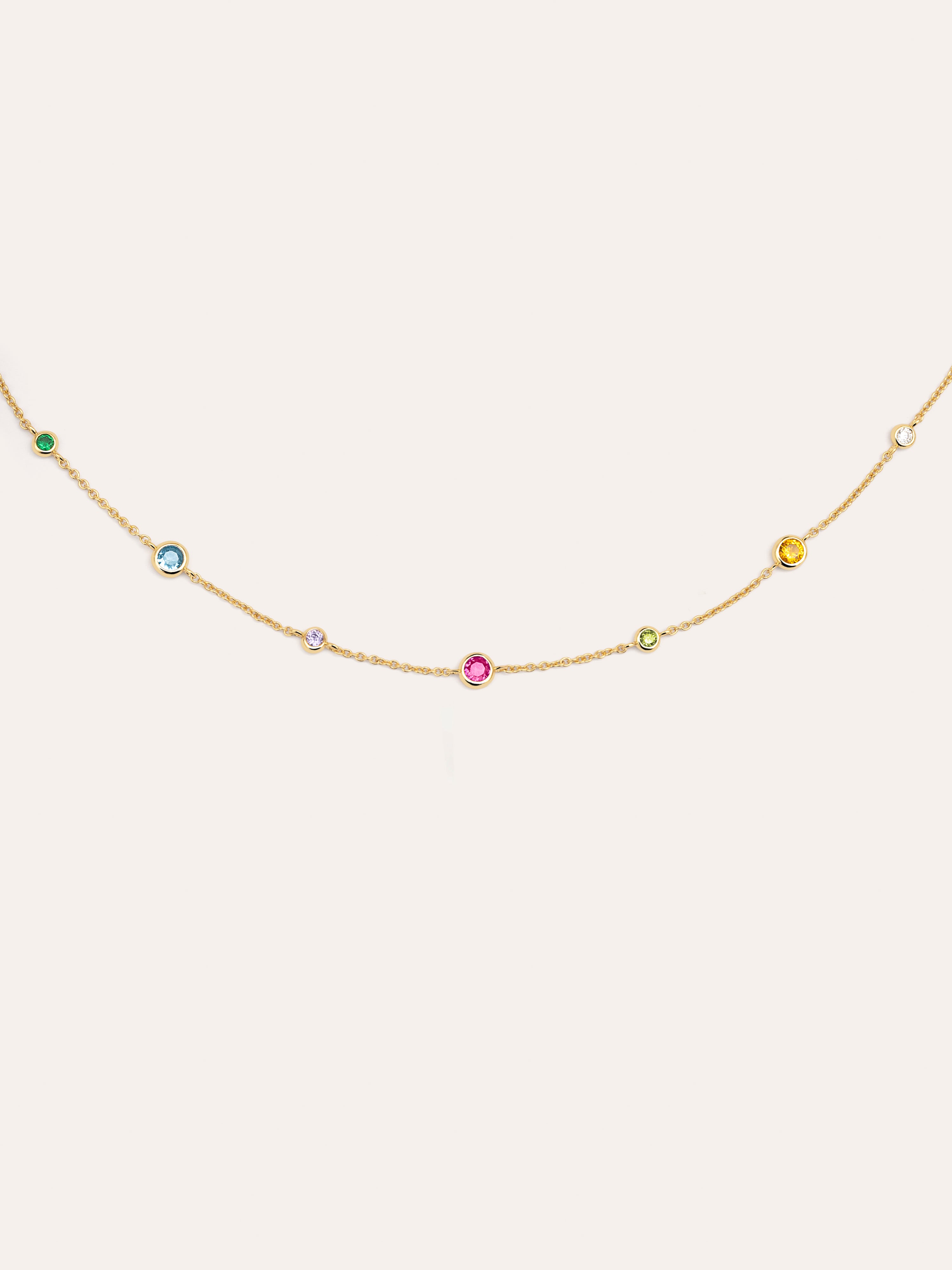 Orbit Multicolor Stainless Steel Gold Necklace