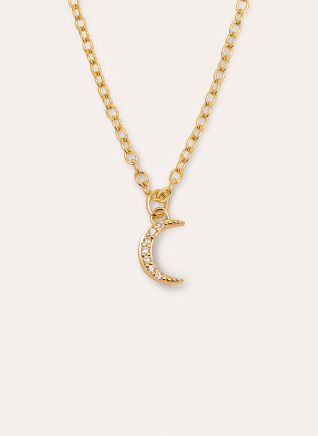 Collar Over the Moon Plata Baño Oro