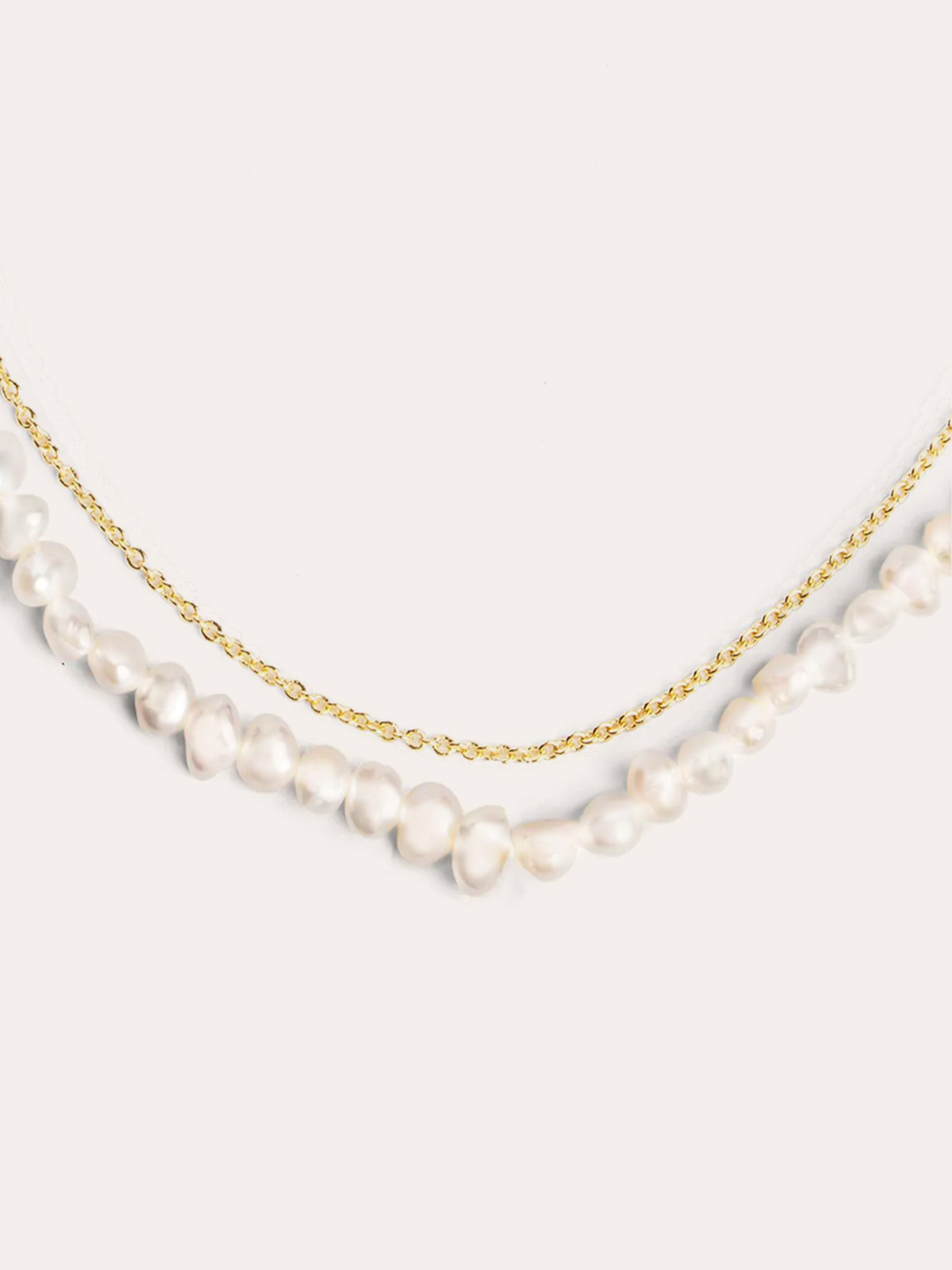 Collar Pearl Chain Acero Baño Oro