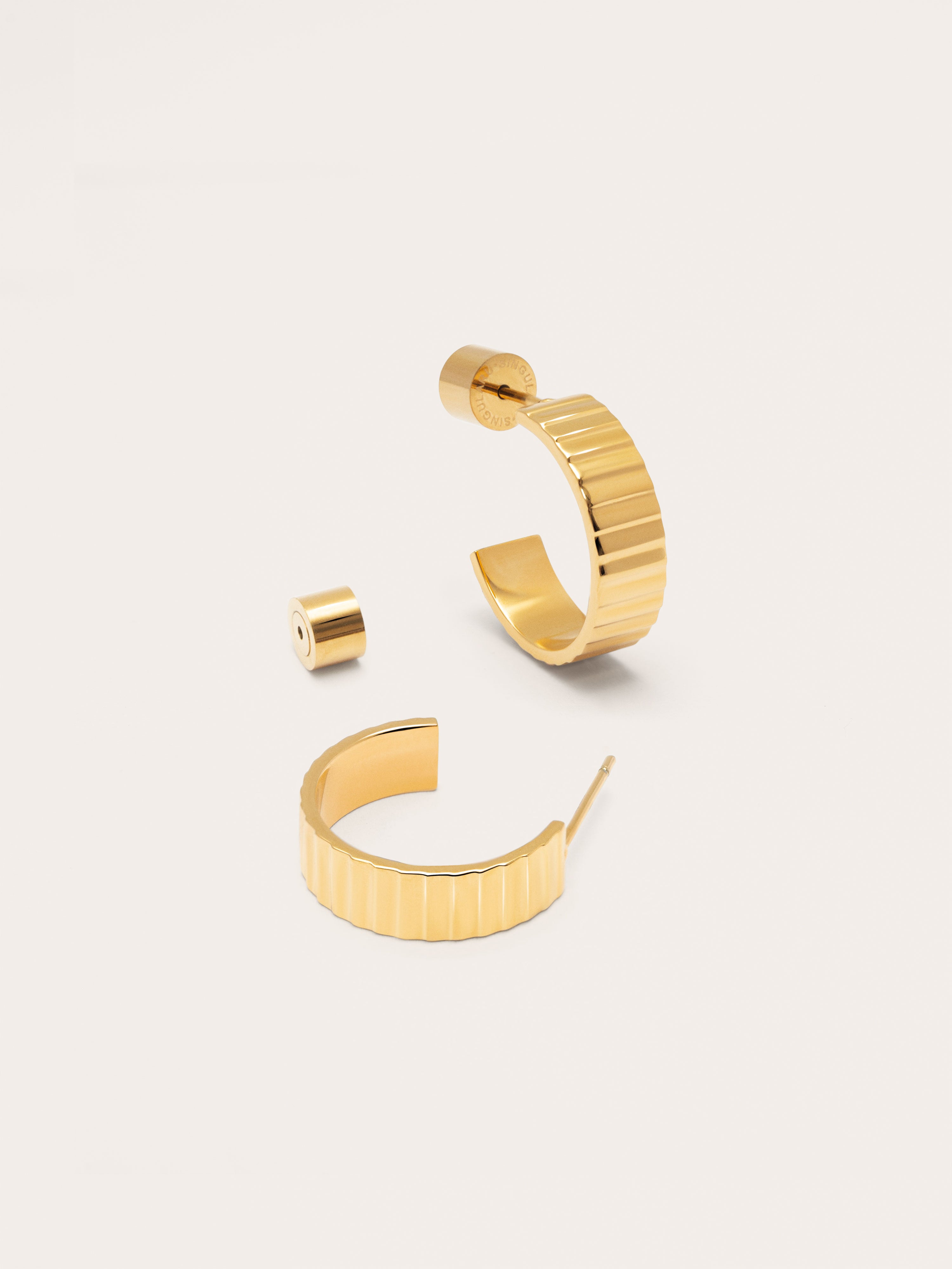 Pendientes Aro Gear Acero Baño Oro