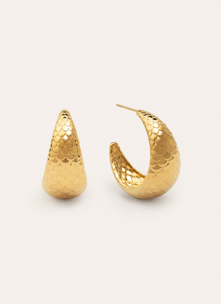 Pendientes Aro Mermaid Acero Baño Oro