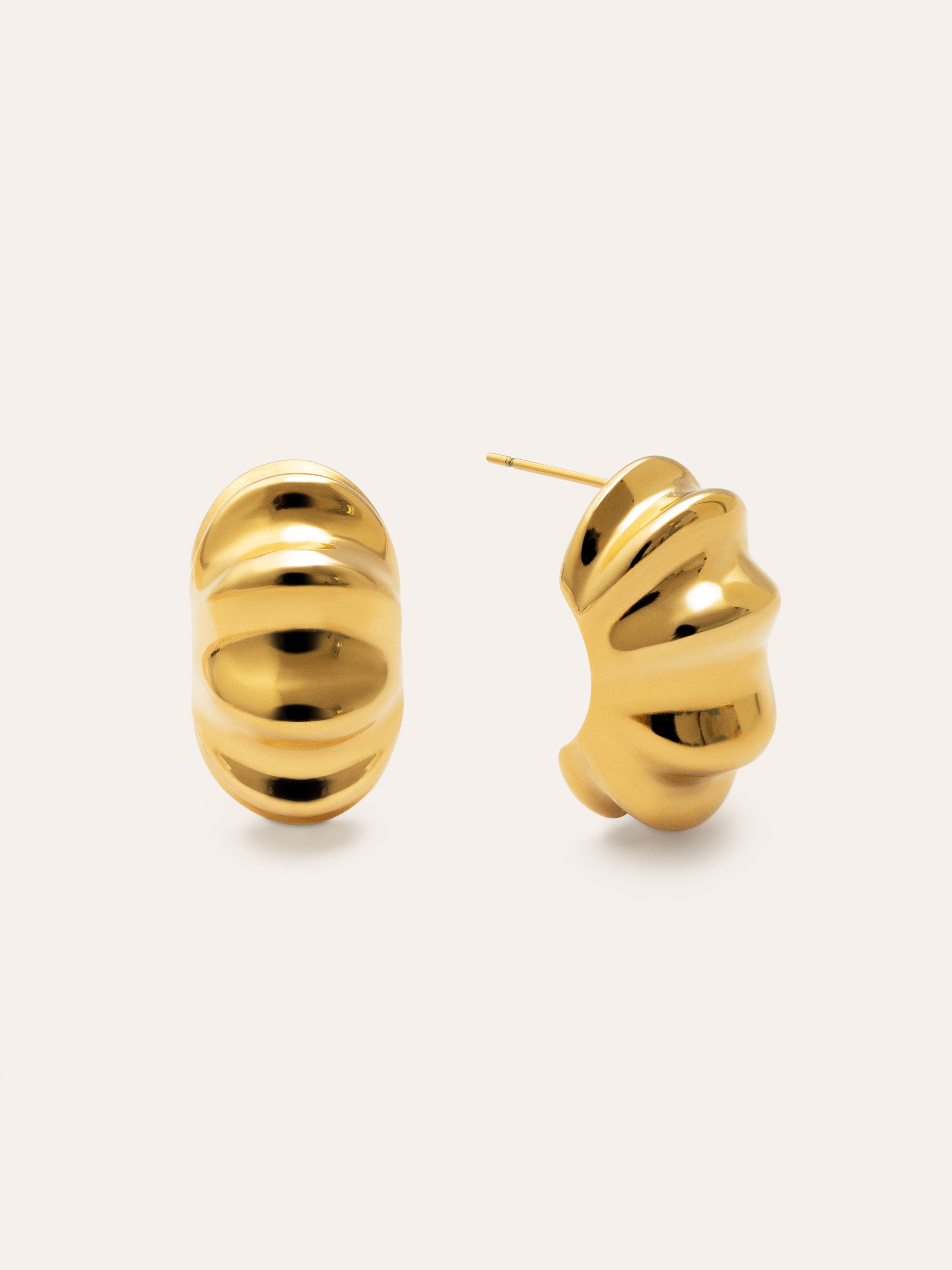 Puff Stainless Steel Gold Hoop Earrings