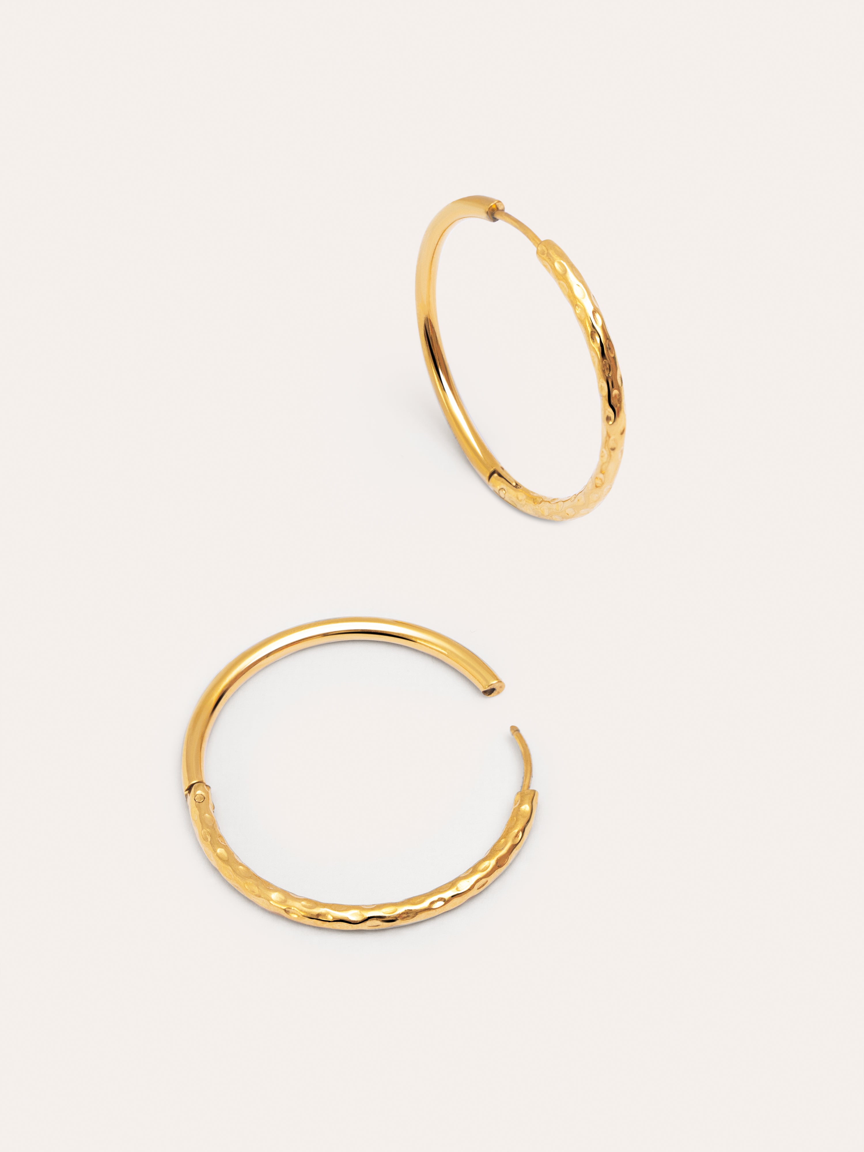 River L Hoop Stainless Steel Gold Earrings