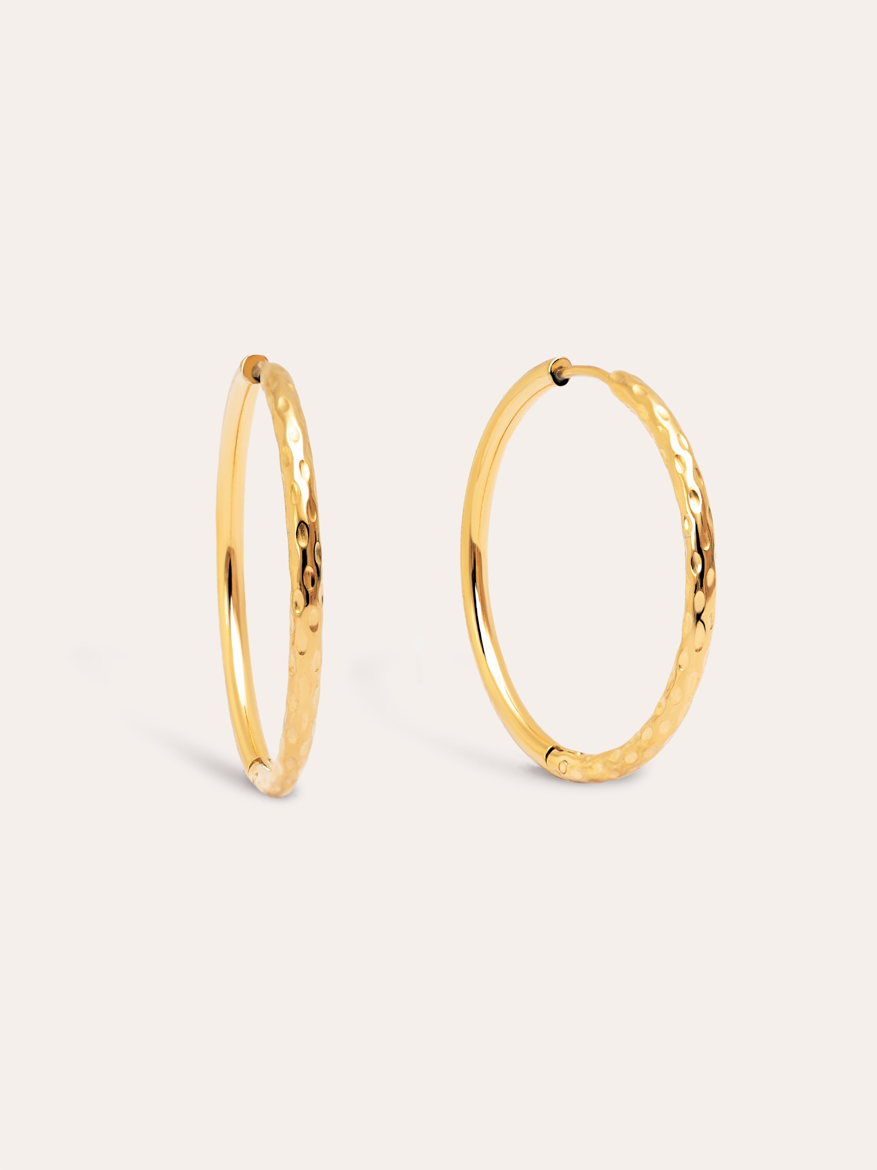 River L Hoop Stainless Steel Gold Earrings