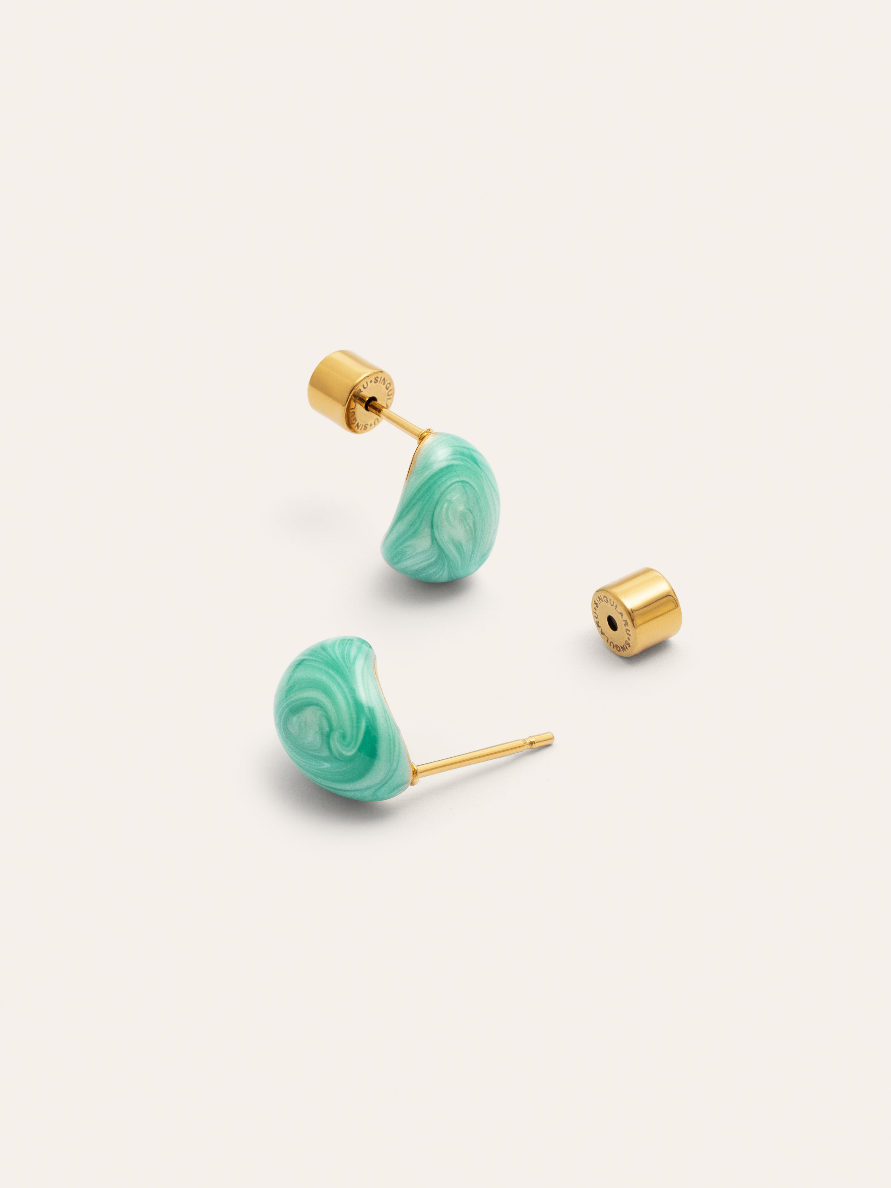 Alea Drop Enamel Stainless Steel Gold Earrings
