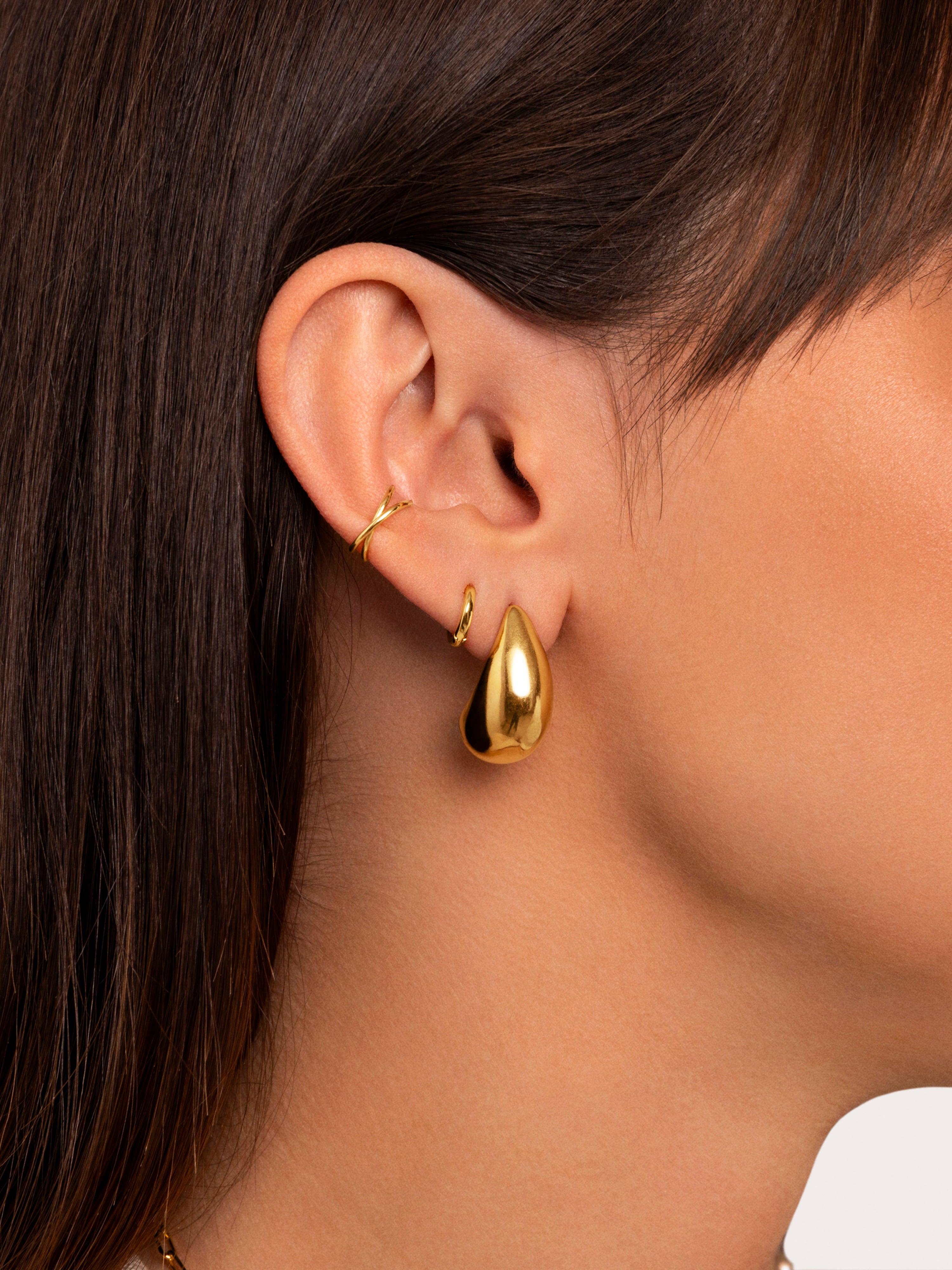 Raindrop Stainless Steel Gold Earrings