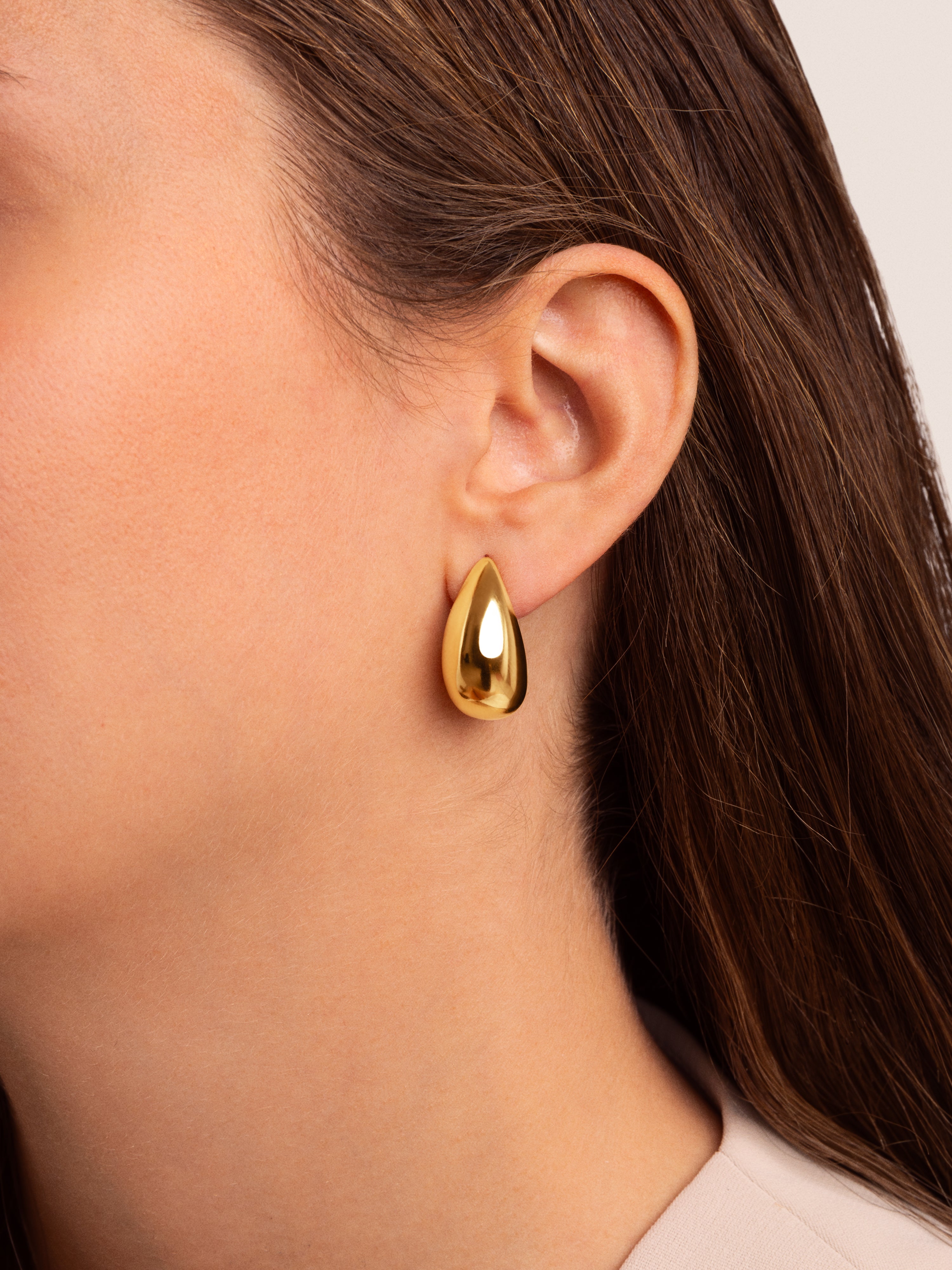 Raindrop Stainless Steel Gold Earrings