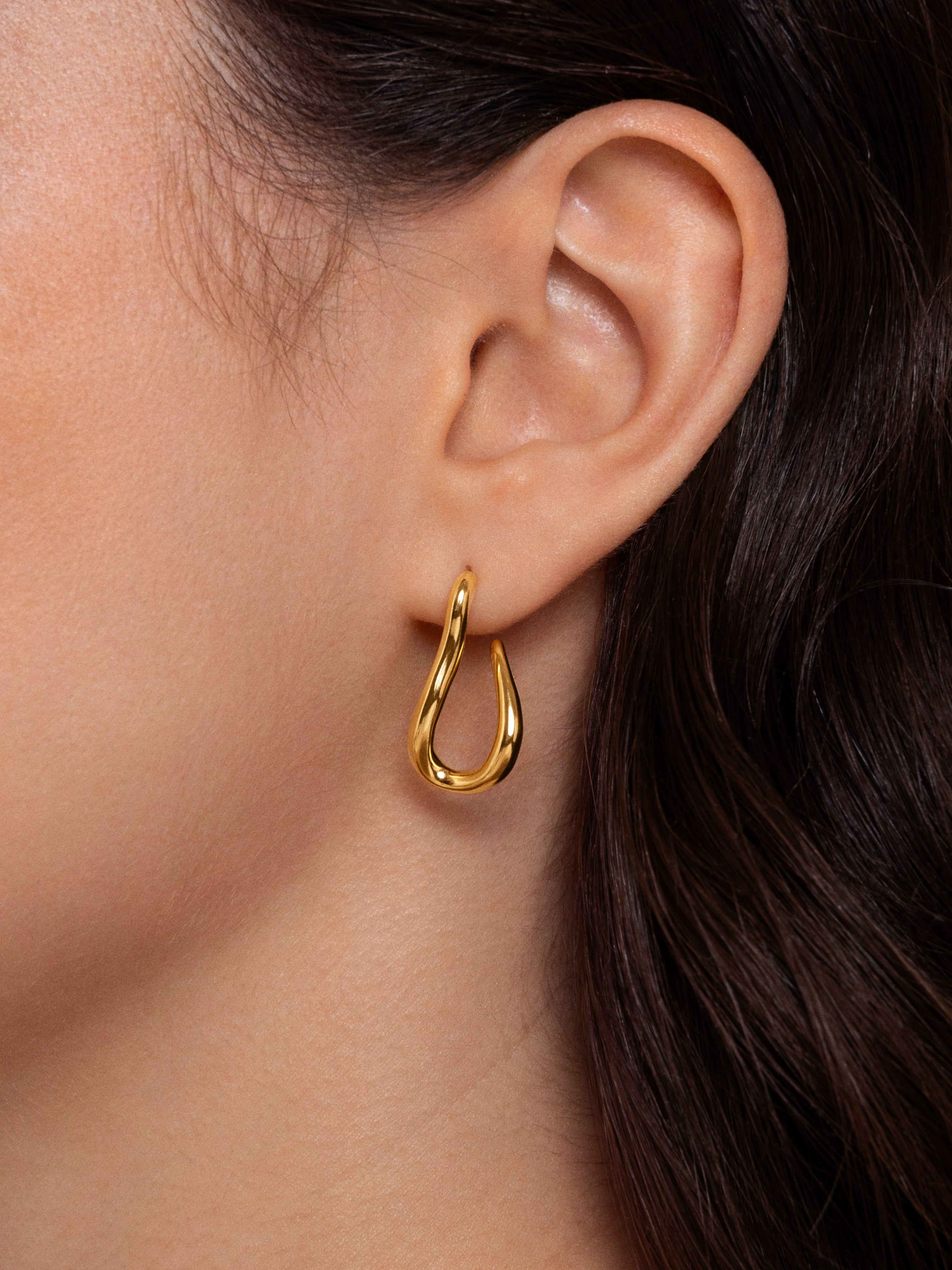 Organic Hook Gold Earrings