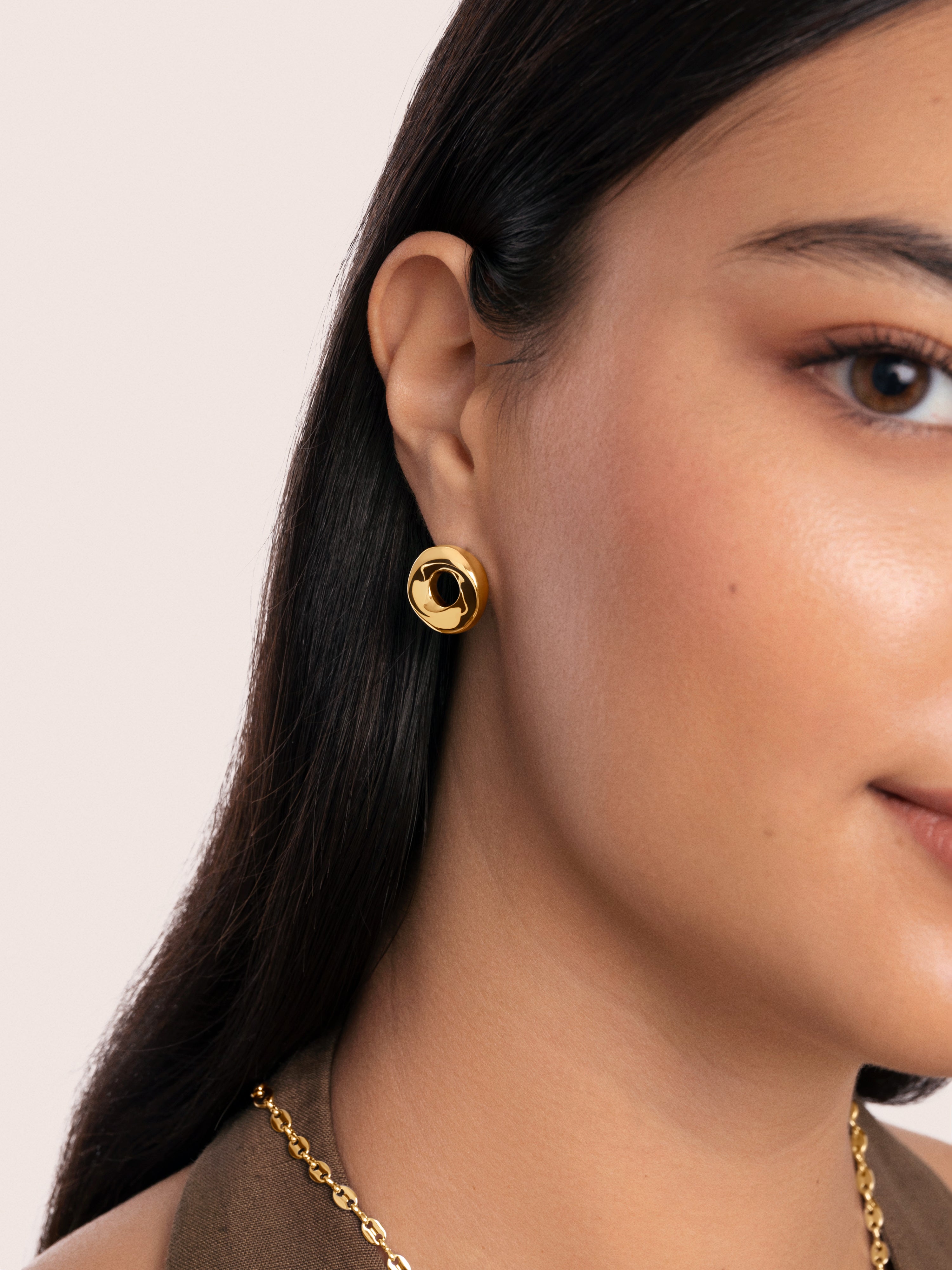 Orbit Stainless Steel Gold Earrings
