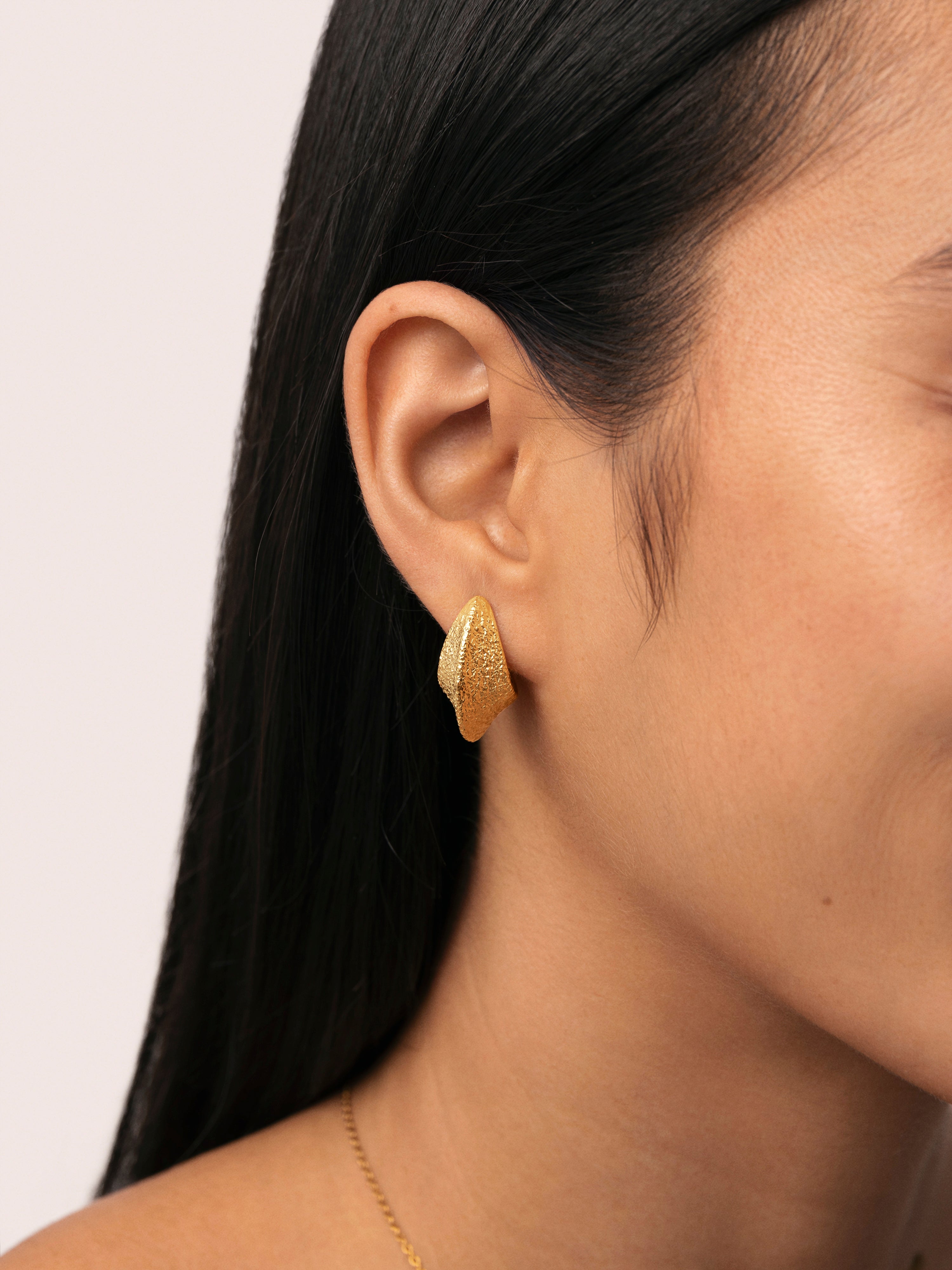 Organic Shape Stainless Steel Gold Earrings