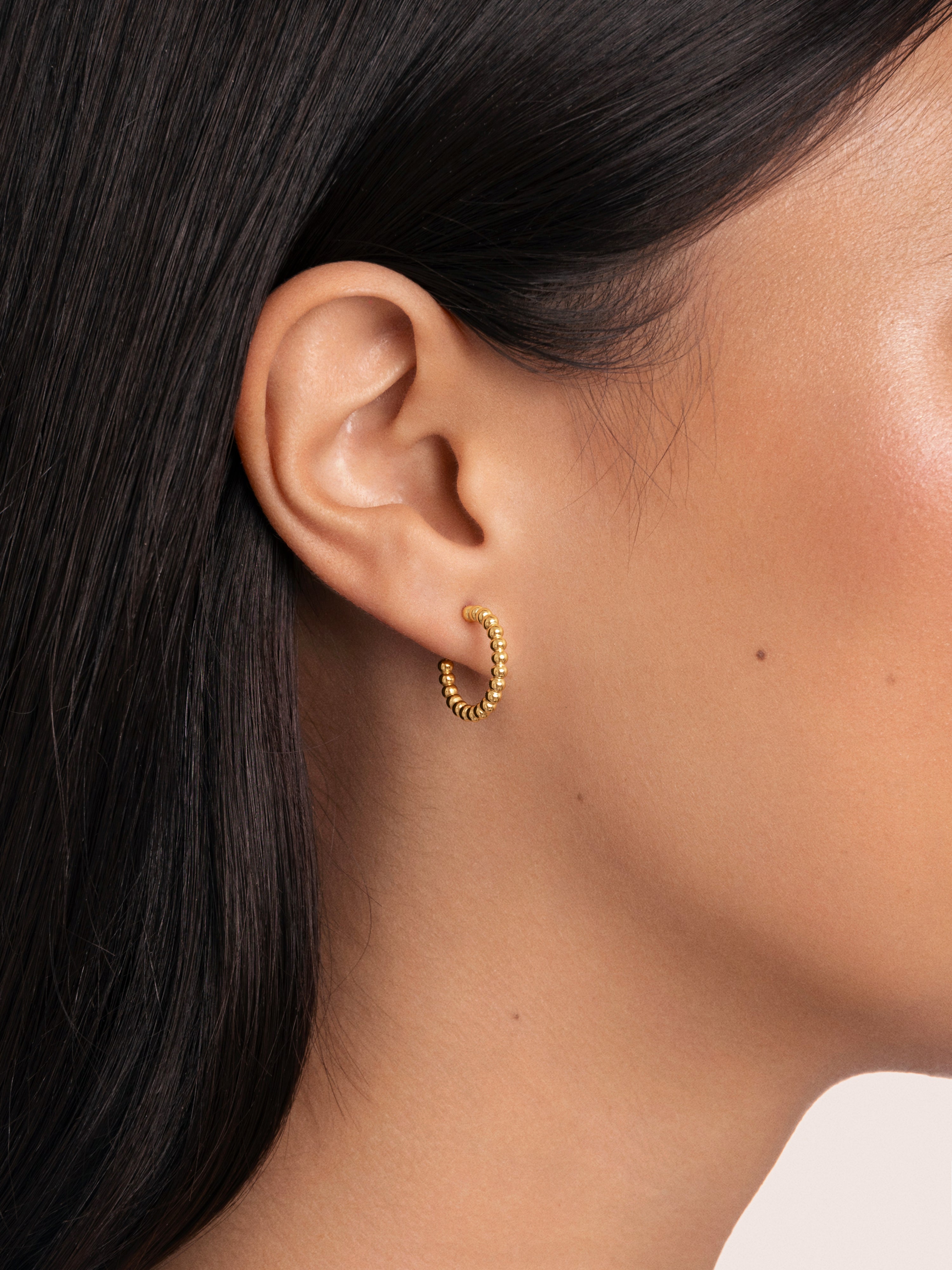 Pebble Dots S Stainless Steel Gold Earrings
