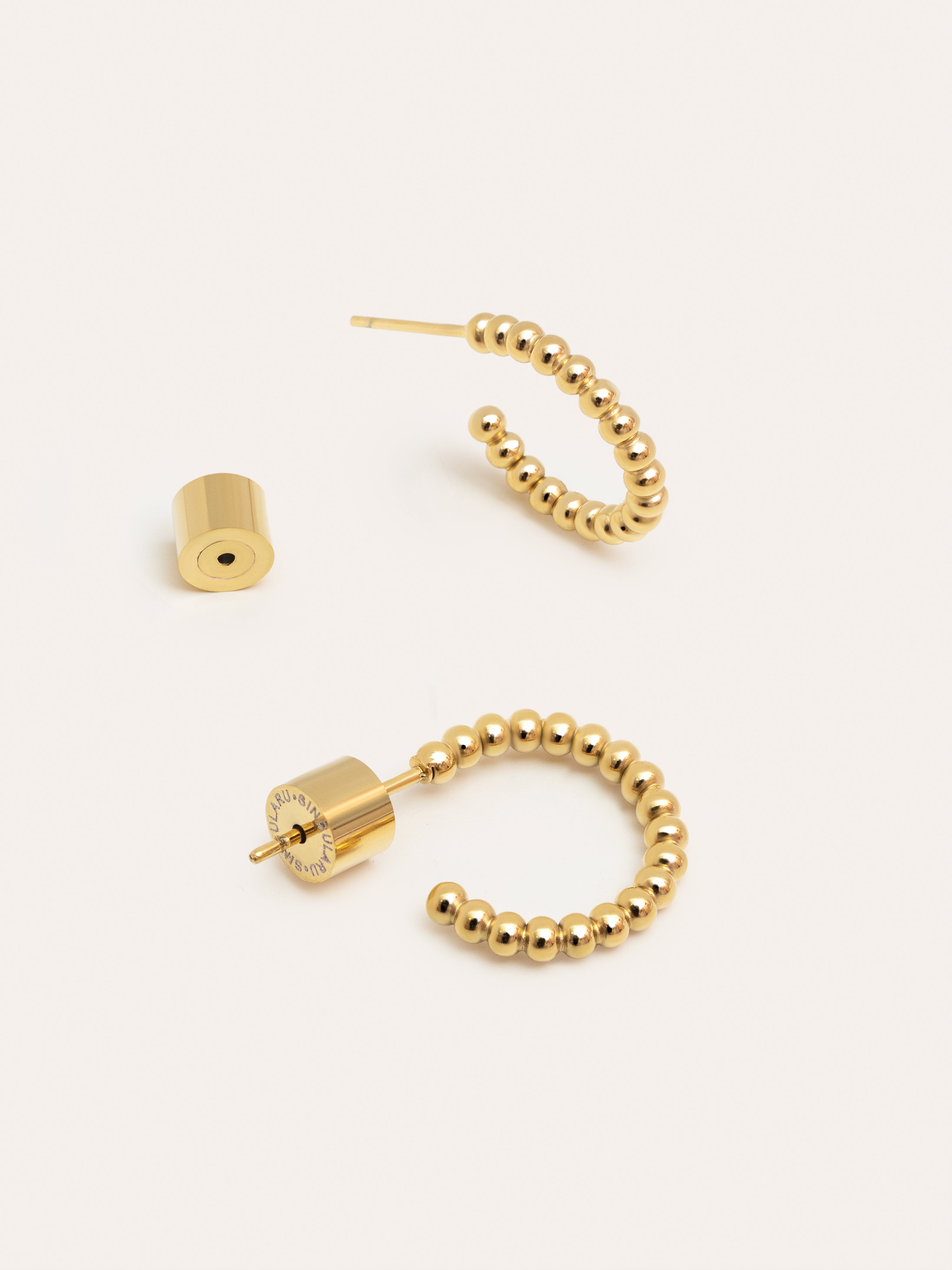 Pebble Dots S Stainless Steel Gold Earrings