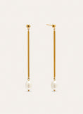Pendientes Pearl Stick Acero Baño Oro