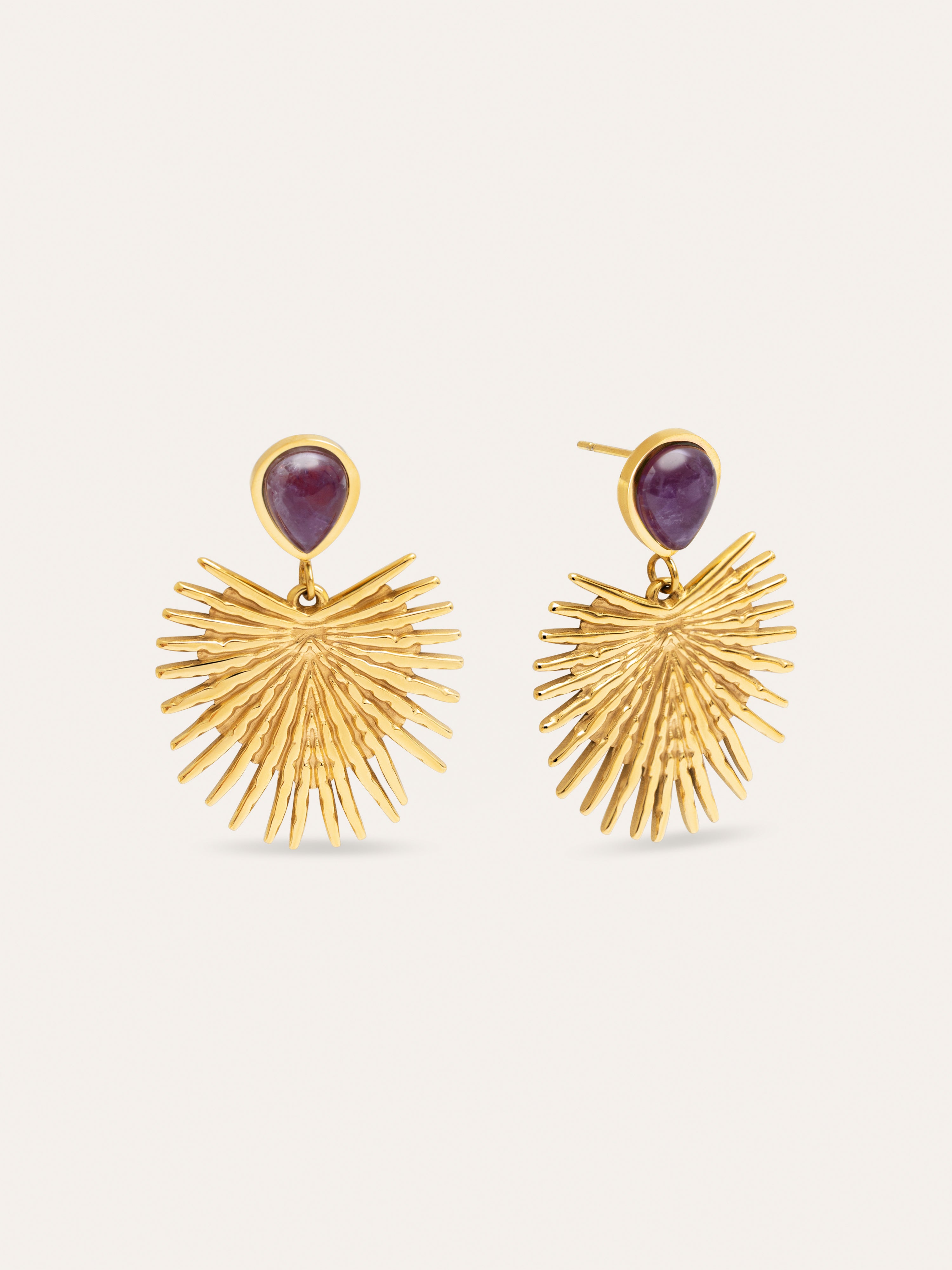Purple Catalina Stainless Steel Gold Earrings