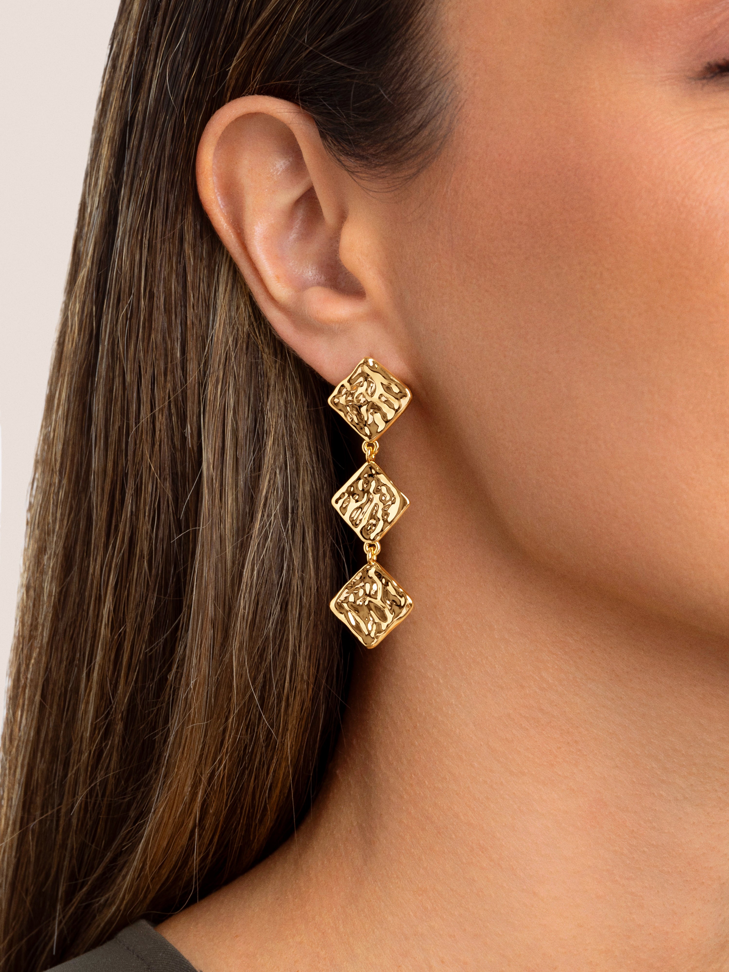 Pendientes Rhomb Baño Oro