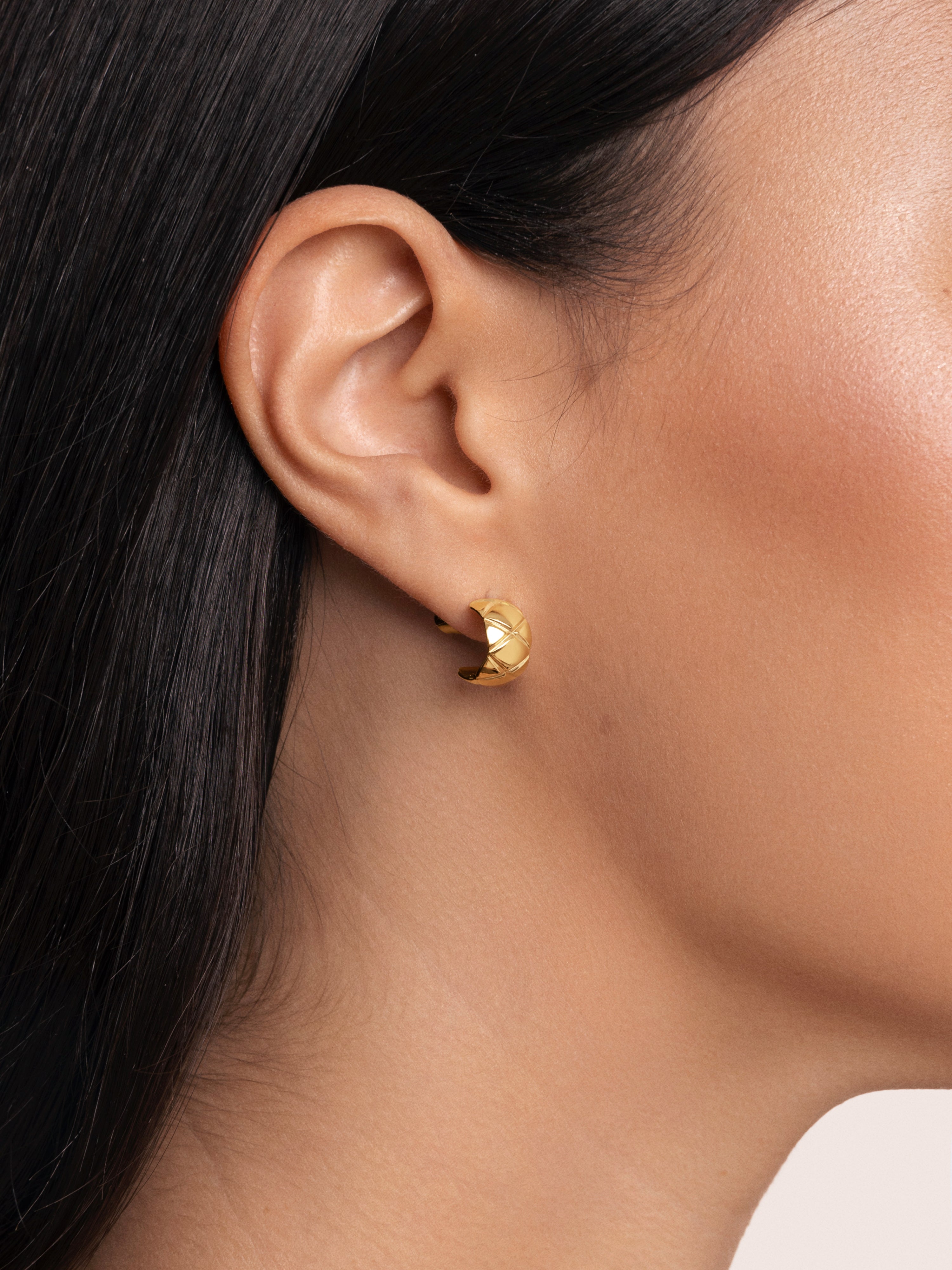 Tweed Stainless Steel Gold Earrings