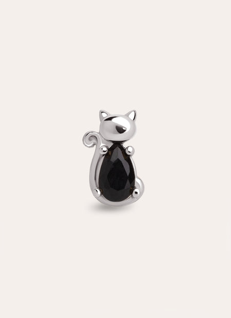 Black Cat Silver Single Earring