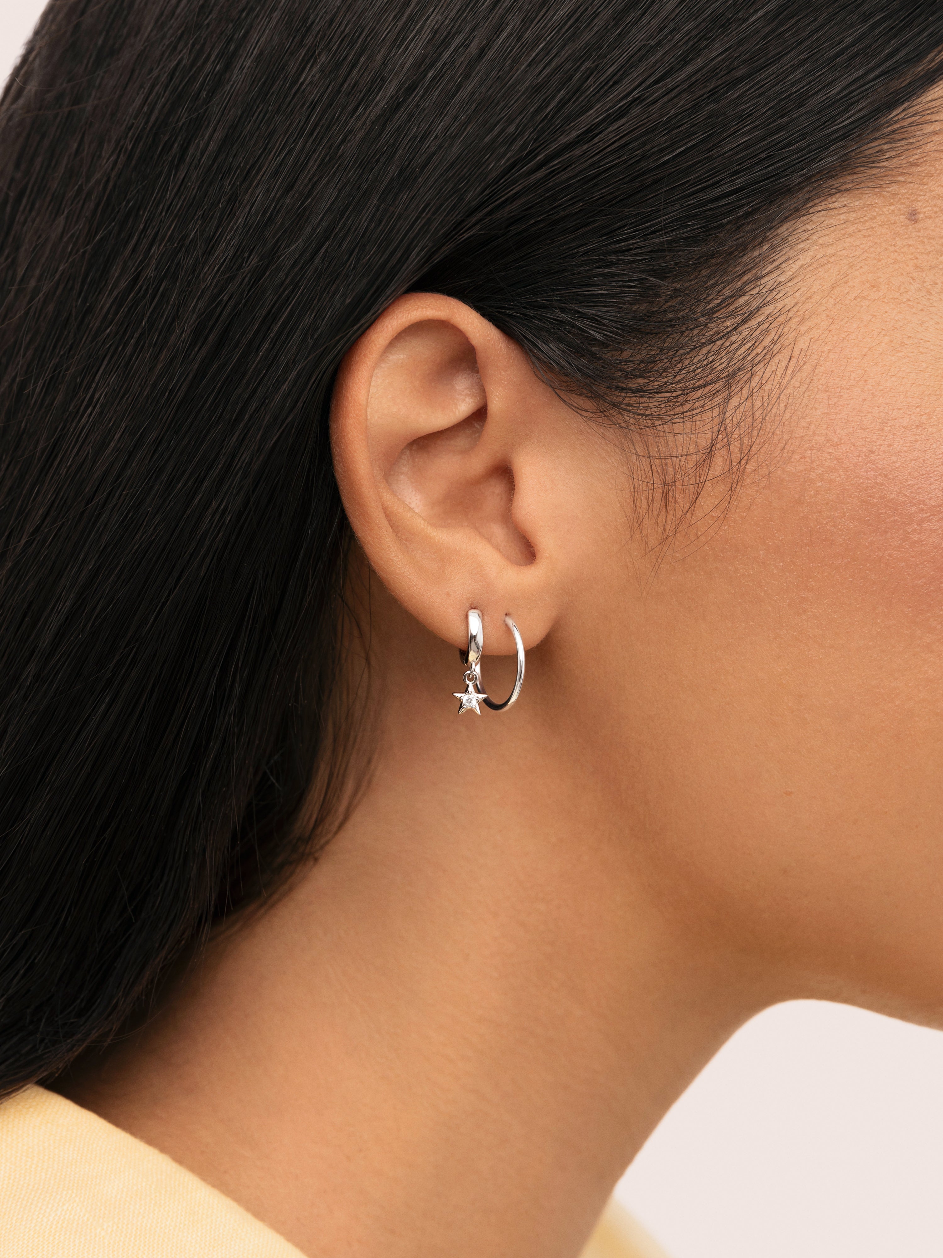 Pendiente Suelto Aro Dance Star Plata