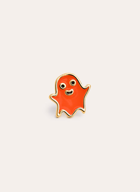 Ghost Flourescent Orange Gold Single Earring