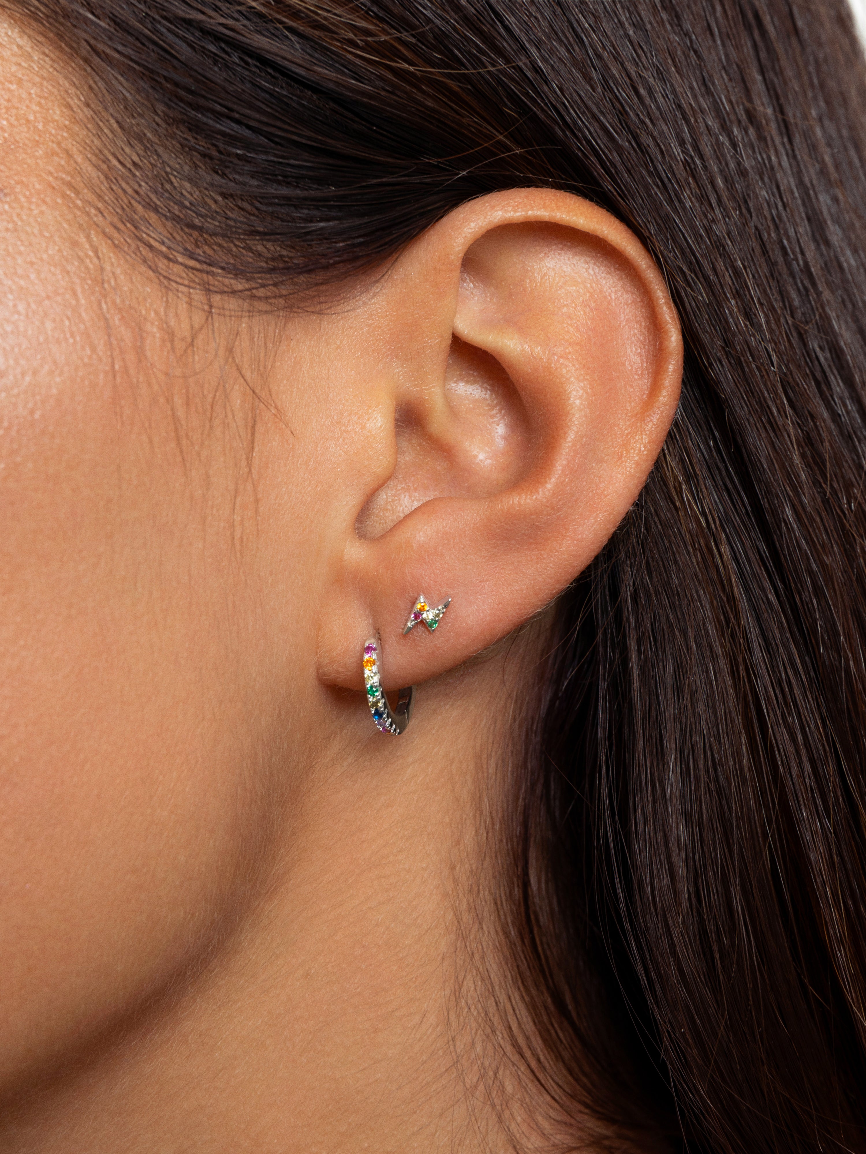Colors Silver Hoop Earrings