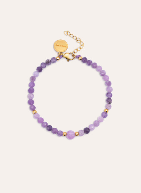 Pulsera Amulet Amatista Acero Baño Oro