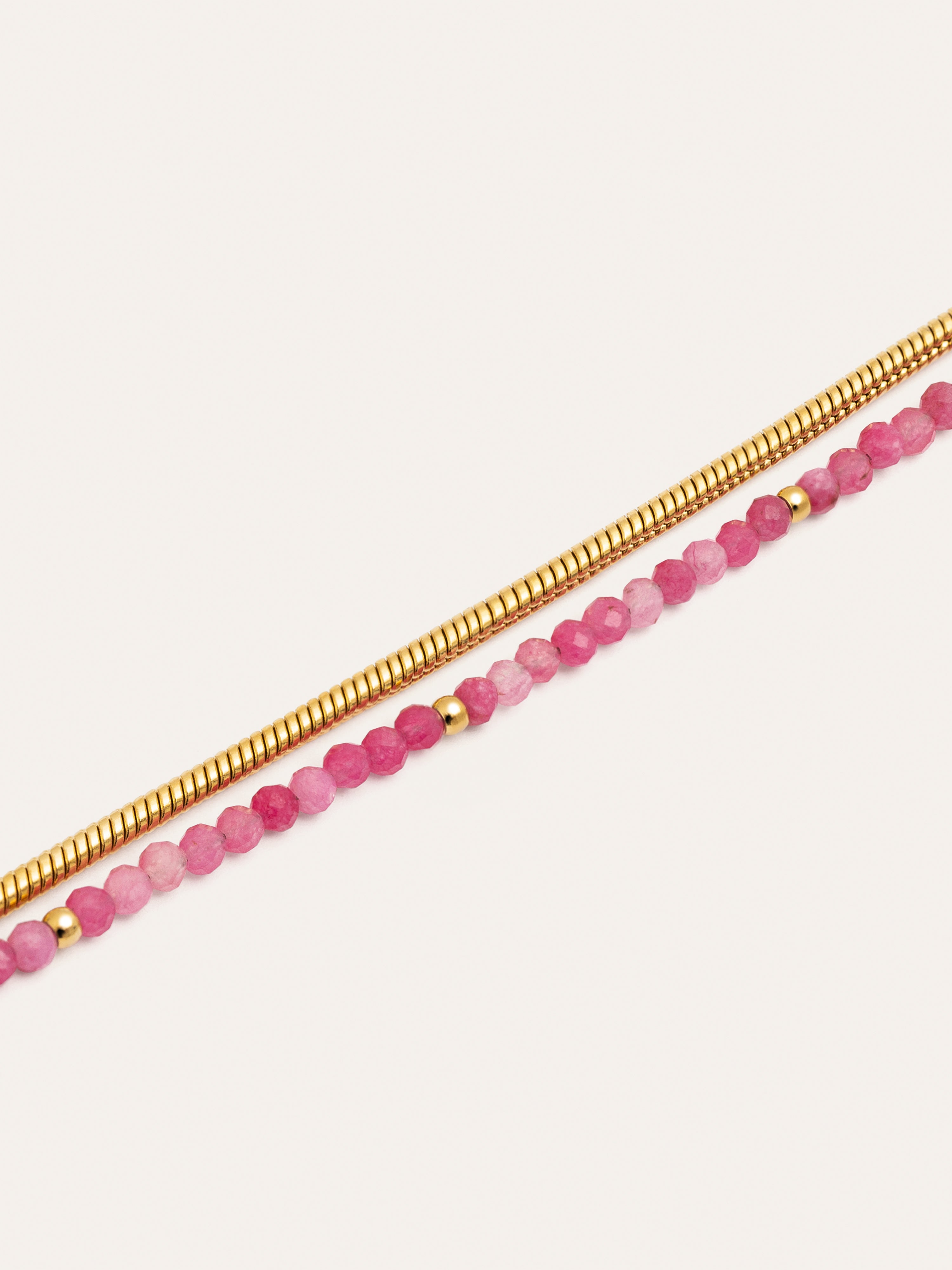 Pulsera Cleopatra Pink Acero Baño Oro